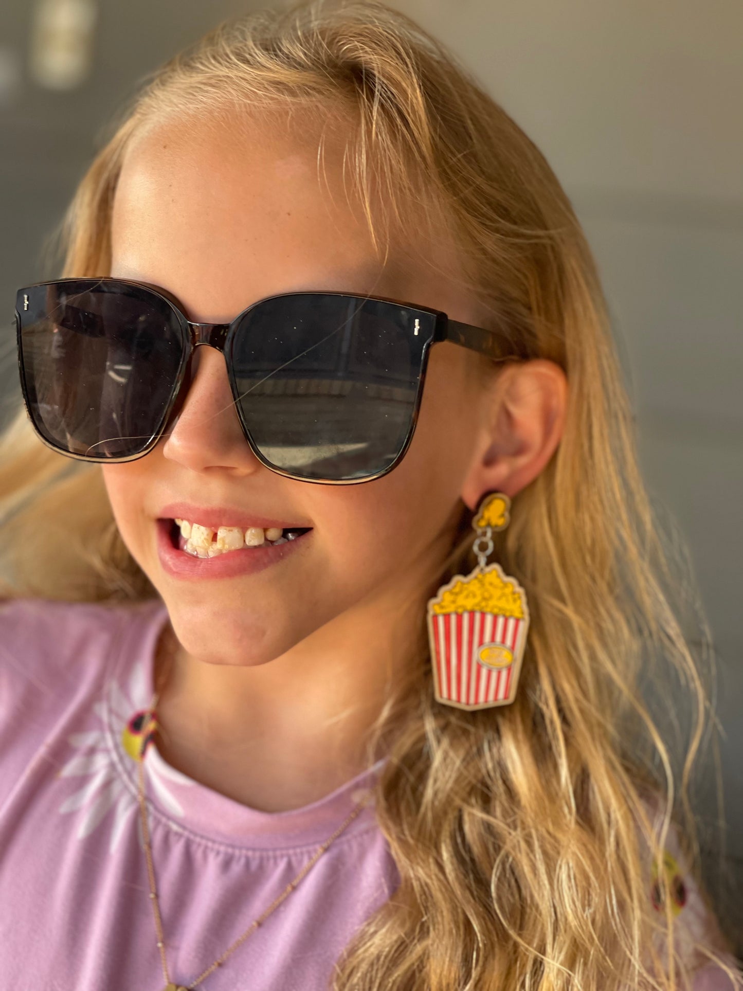Popcorn Bucket Earrings | Hand-Painted Wood Engraved Stud & Dangle Drops – Perfect for Movie Lovers