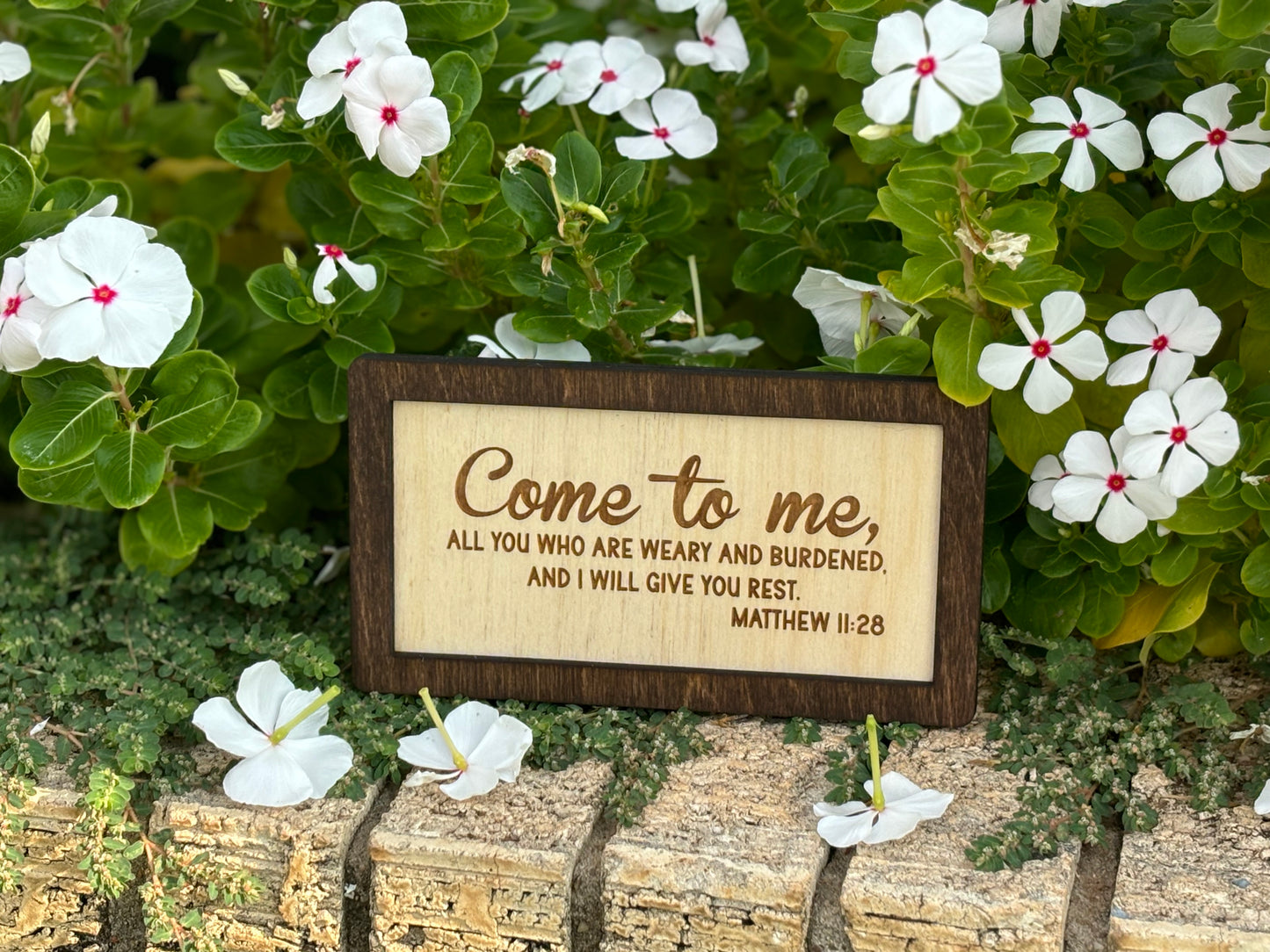 Matthew 11:28 Wood Sign | Christian Home Décor | Inspirational Scripture Wall Art | Rustic Faith-Based Sign