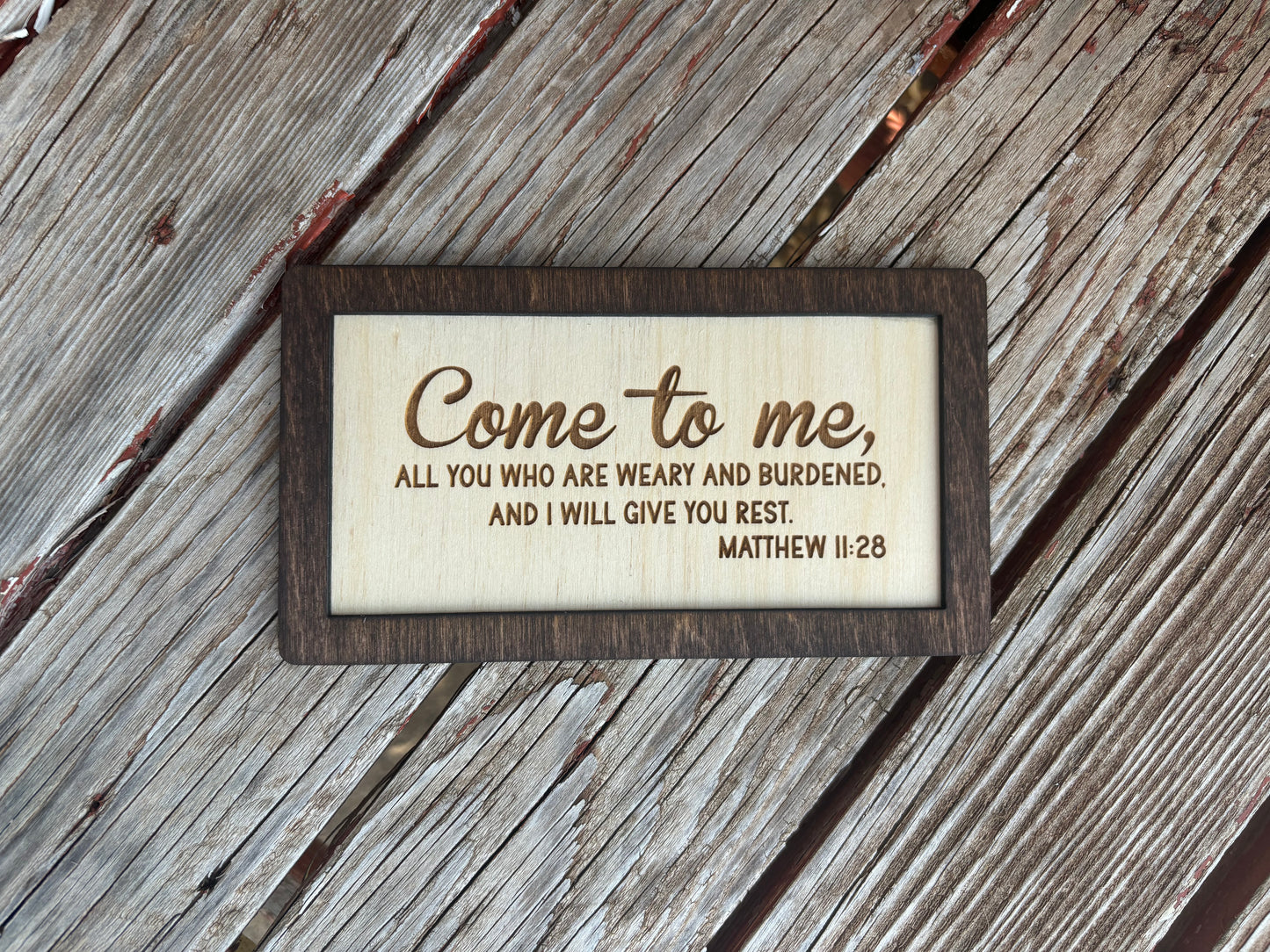 Matthew 11:28 Wood Sign | Christian Home Décor | Inspirational Scripture Wall Art | Rustic Faith-Based Sign