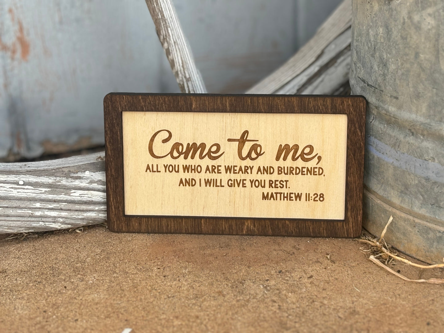 Matthew 11:28 Wood Sign | Christian Home Décor | Inspirational Scripture Wall Art | Rustic Faith-Based Sign