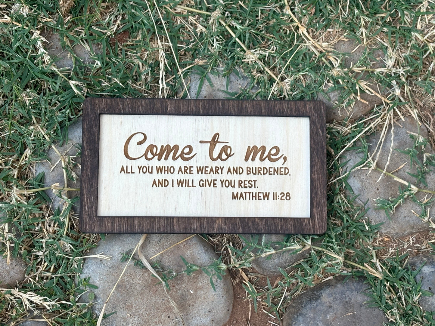 Matthew 11:28 Wood Sign | Christian Home Décor | Inspirational Scripture Wall Art | Rustic Faith-Based Sign