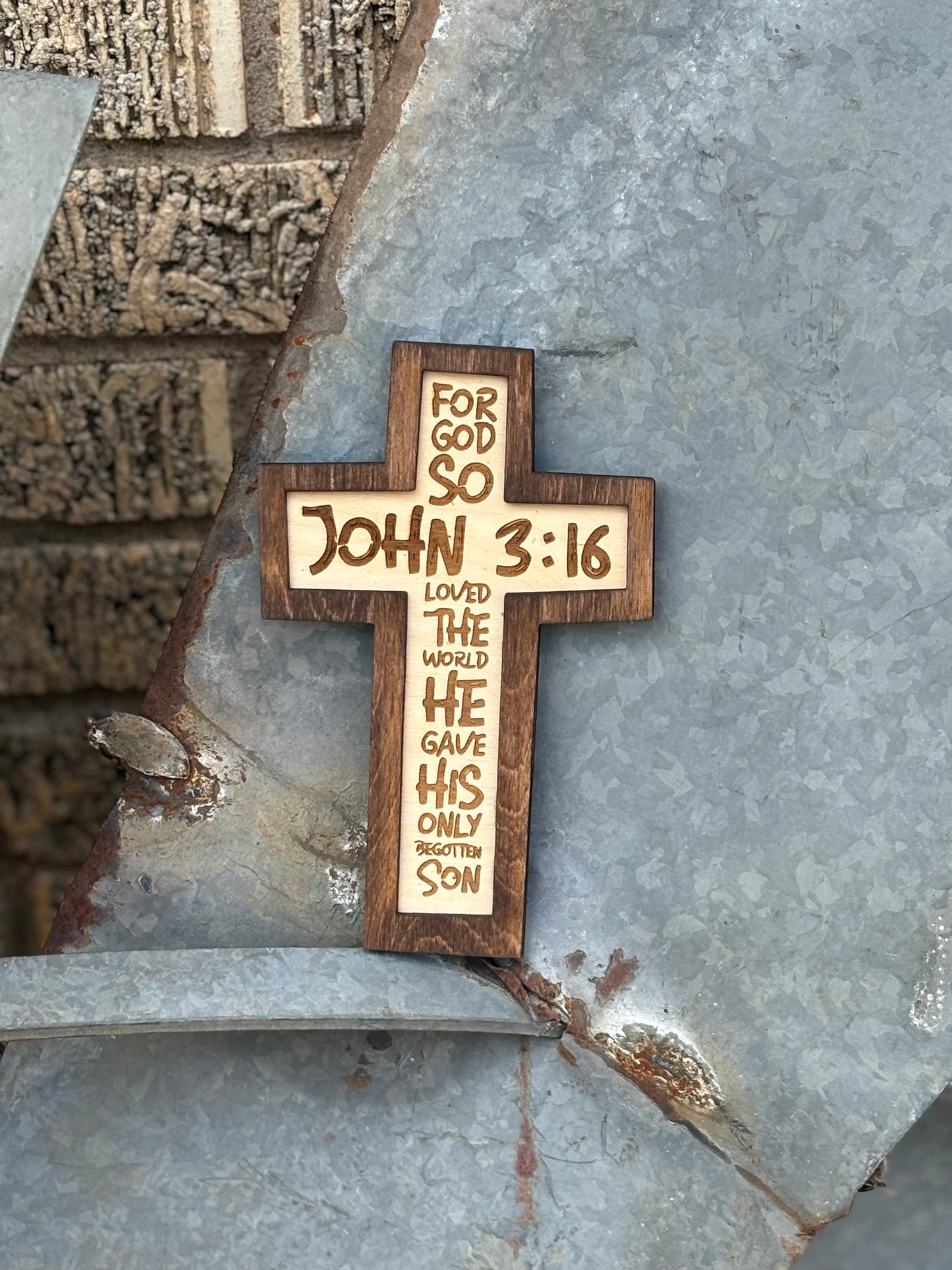 John 3:16 Cross Wood Sign | Christian Home Décor | Inspirational Scripture Wall Art | Rustic Faith-Based Sign