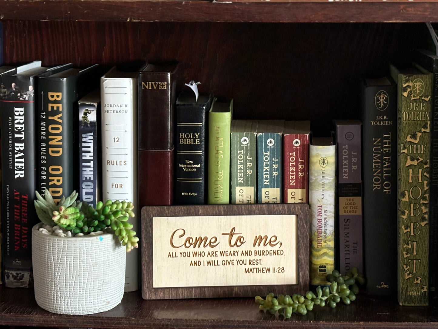 Matthew 11:28 Wood Sign | Christian Home Décor | Inspirational Scripture Wall Art | Rustic Faith-Based Sign