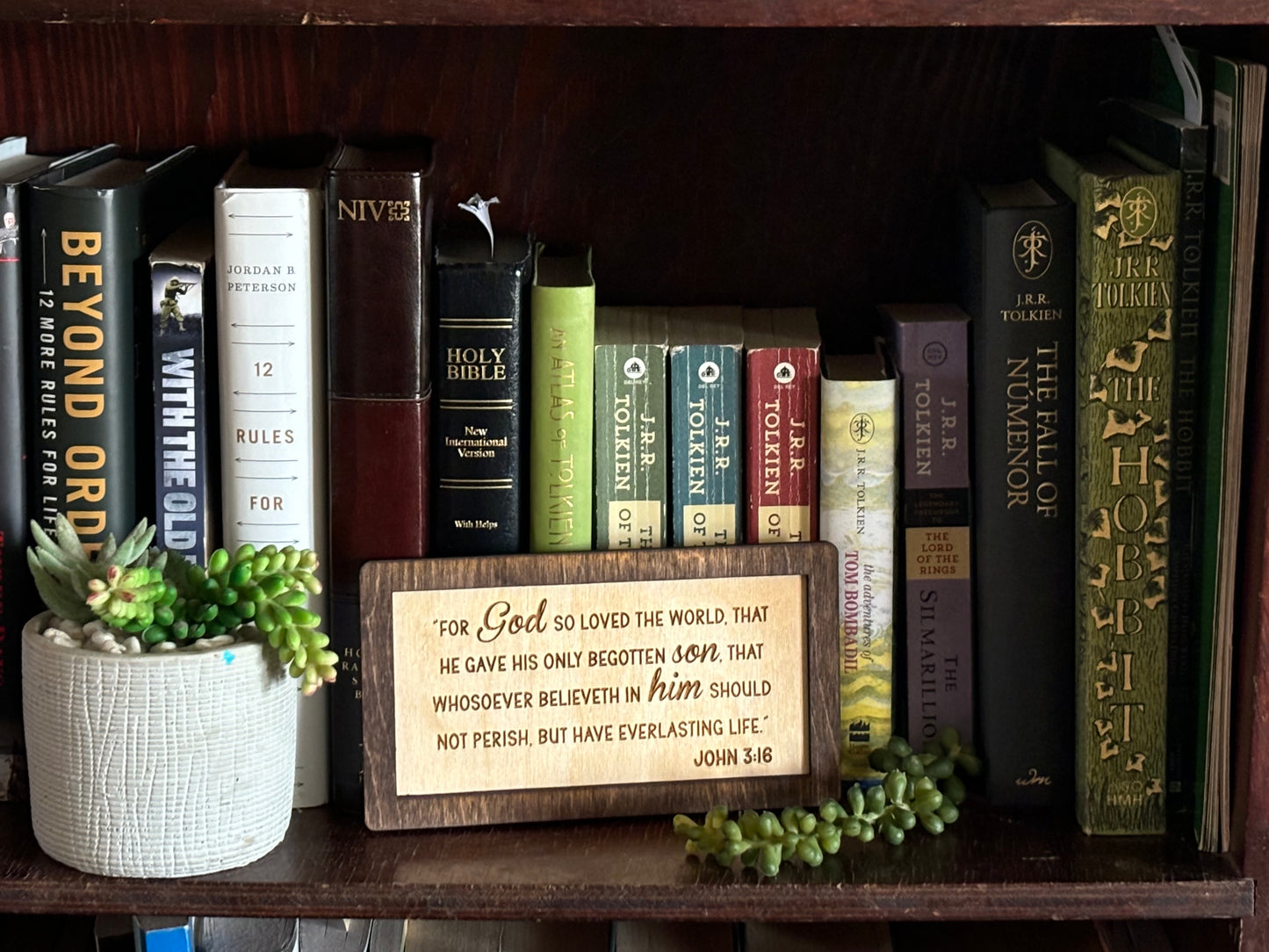 John 3:16 Wood Sign | Christian Home Décor | Inspirational Scripture Wall Art | Rustic Faith-Based Sign
