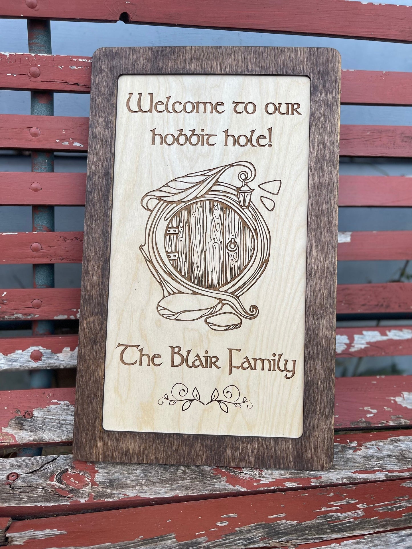 Welcome to Our Shire Hole Custom Family Name Sign | Personalized Shire Decor | Fantasy Ring Wood Engraved