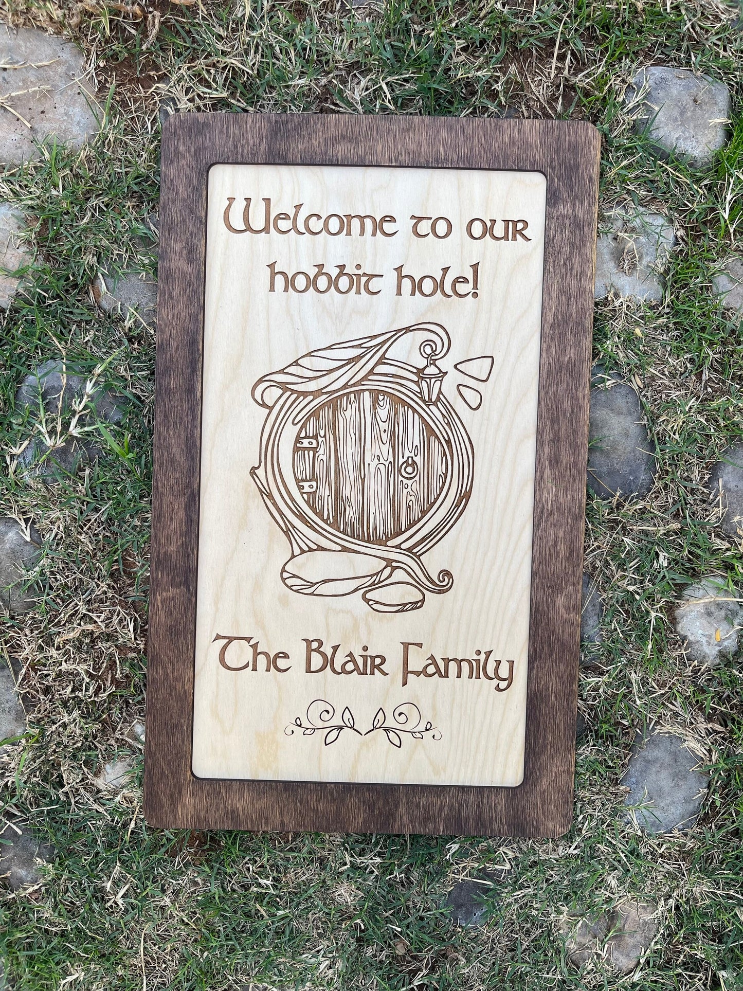 Welcome to Our Shire Hole Custom Family Name Sign | Personalized Shire Decor | Fantasy Ring Wood Engraved