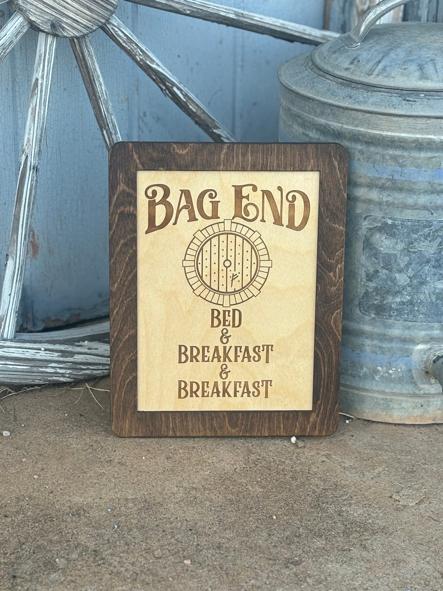 Shire Bed and Second Breakfast Sign | Wood Engraved Fantasy Kitchen Wall Decor