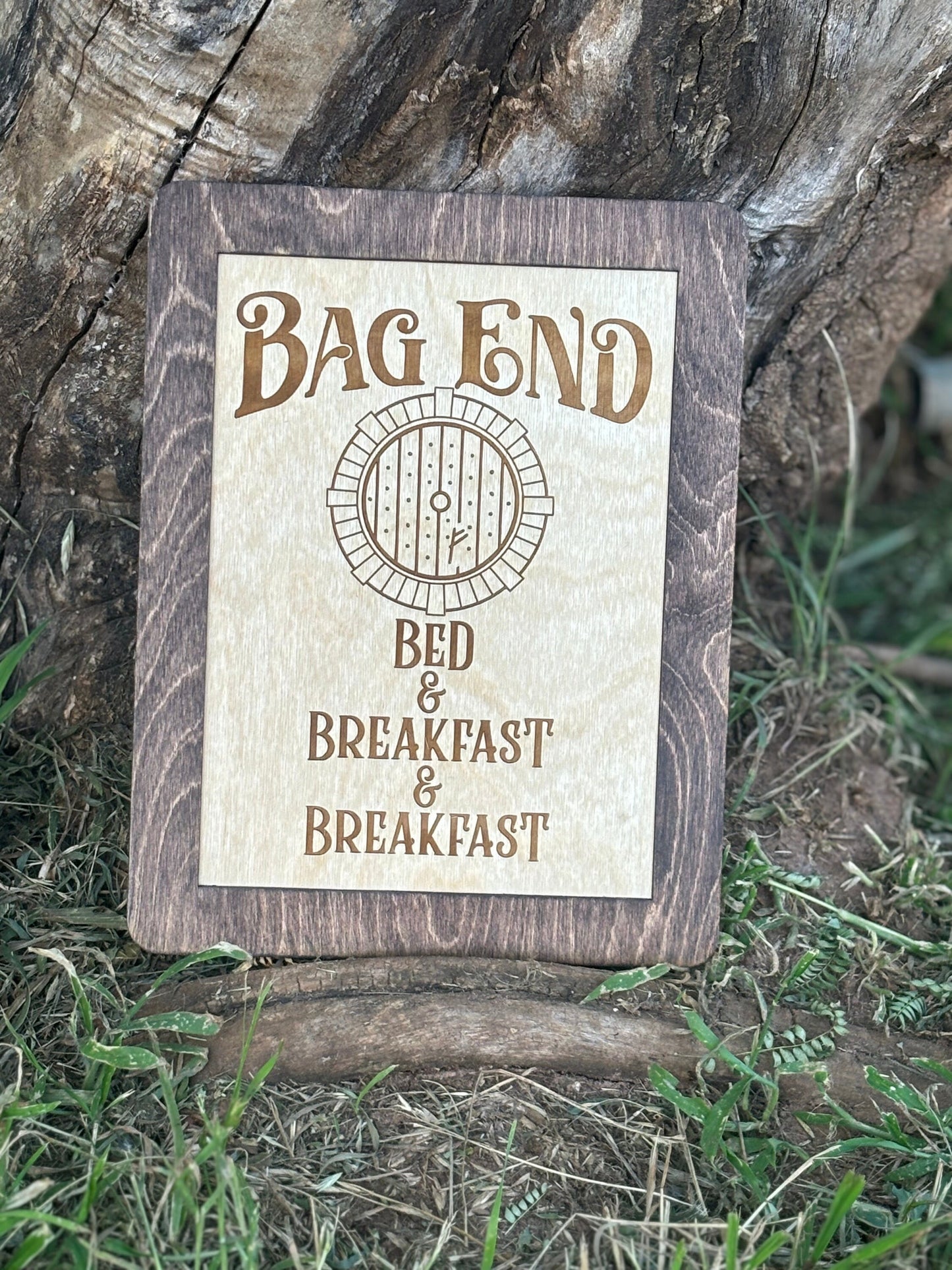 Shire Bed and Second Breakfast Sign | Wood Engraved Fantasy Kitchen Wall Decor
