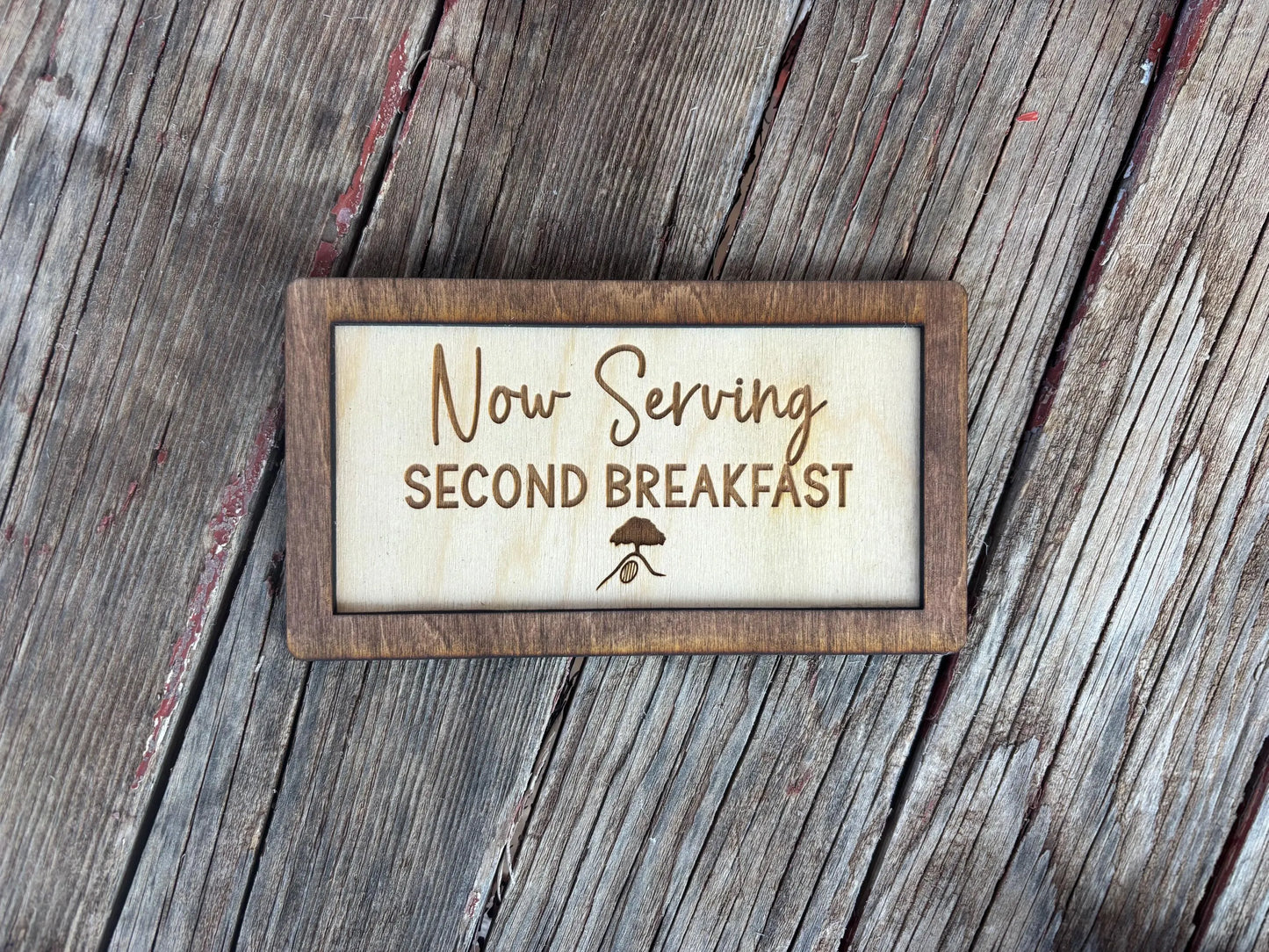 Now Serving Second Breakfast Wood Engraved Sign | Personalized Fantasy Ring Decor Kitchen | Wedding & Anniversary Gift