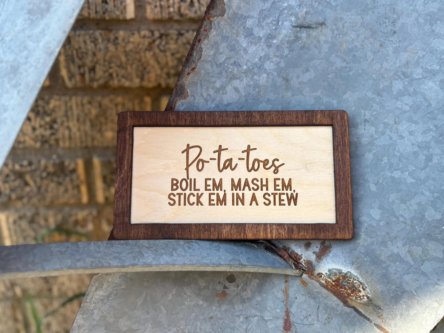Po-Ta-Toes Wood Engraved Sign | Personalized Fantasy Ring Decor Kitchen | Wedding & Anniversary Gift