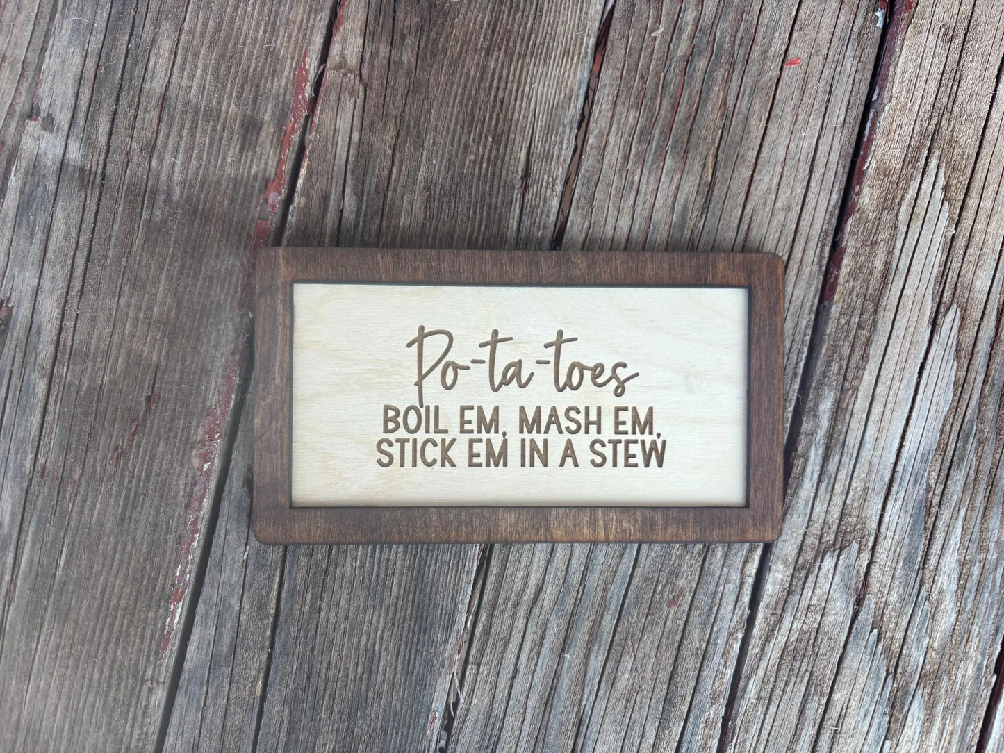 Po-Ta-Toes Wood Engraved Sign | Personalized Fantasy Ring Decor Kitchen | Wedding & Anniversary Gift