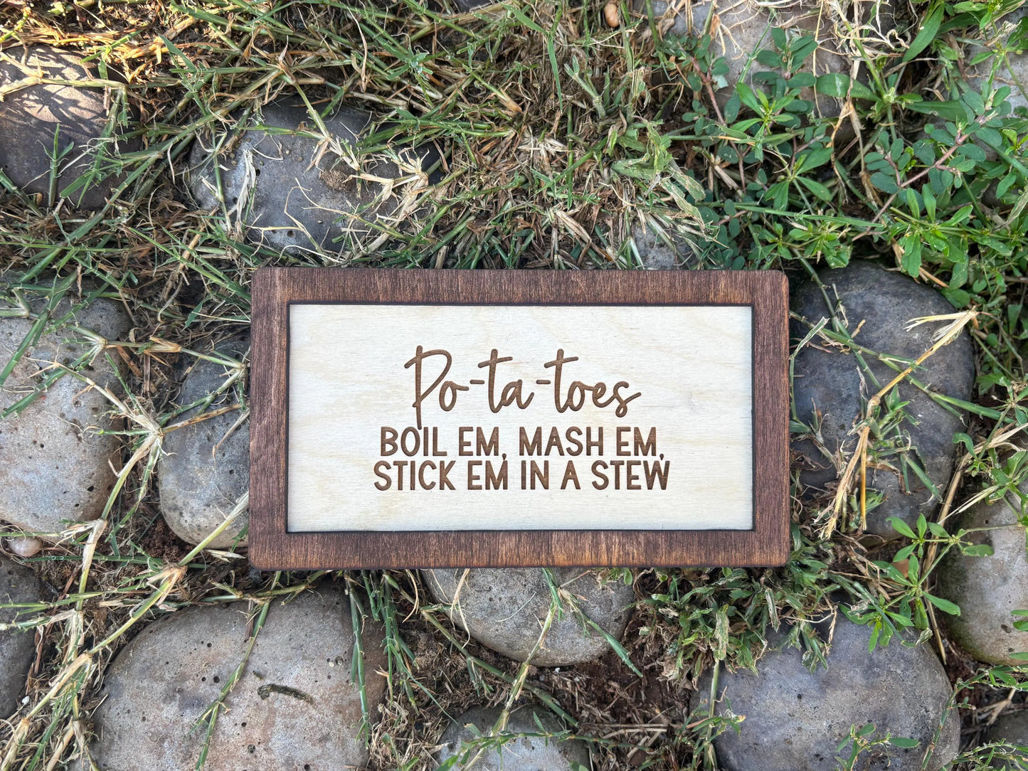 Po-Ta-Toes Wood Engraved Sign | Personalized Fantasy Ring Decor Kitchen | Wedding & Anniversary Gift