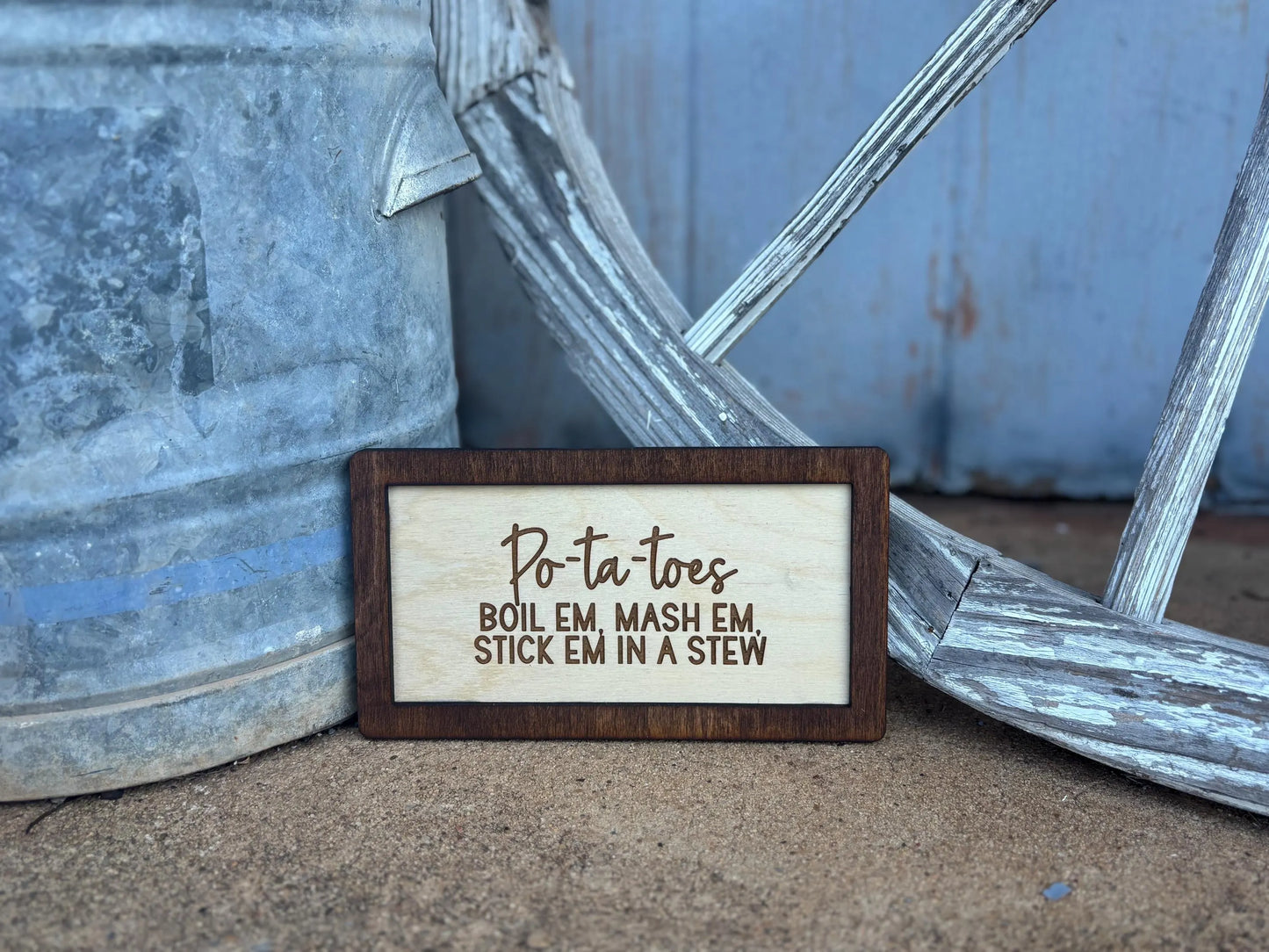 Po-Ta-Toes Wood Engraved Sign | Personalized Fantasy Ring Decor Kitchen | Wedding & Anniversary Gift