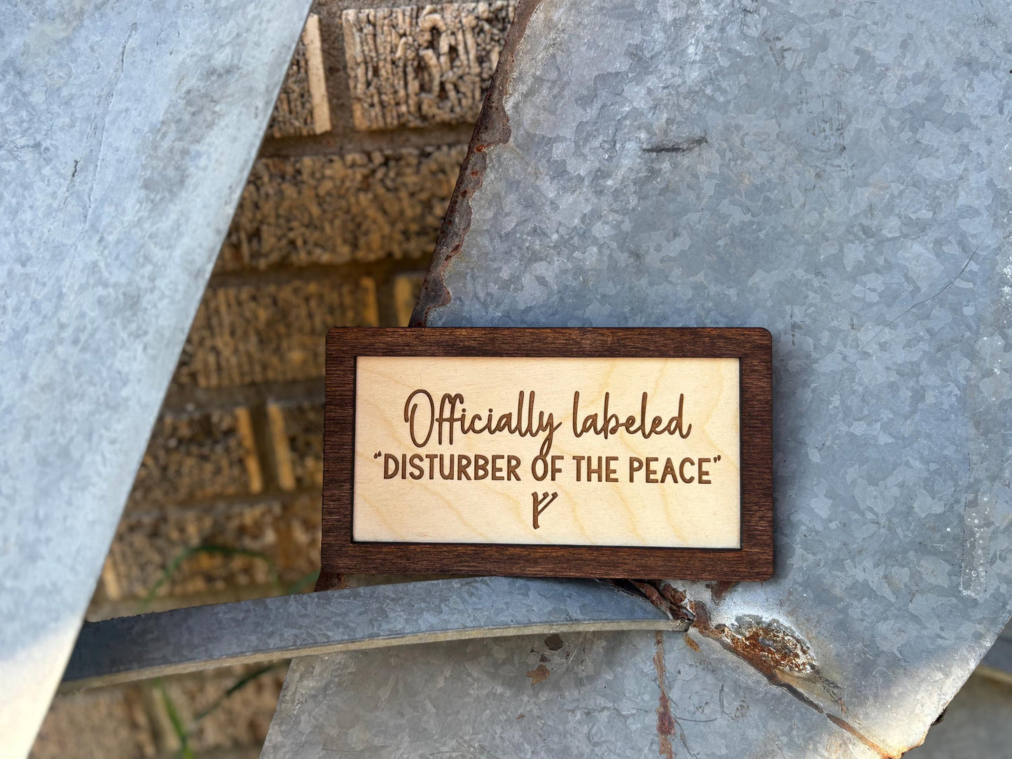 Officially Labeled “Disturber of the Peace” F Wood Engraved Sign | Personalized Fantasy Ring Decor Baby Nursery | Baby Shower Gift