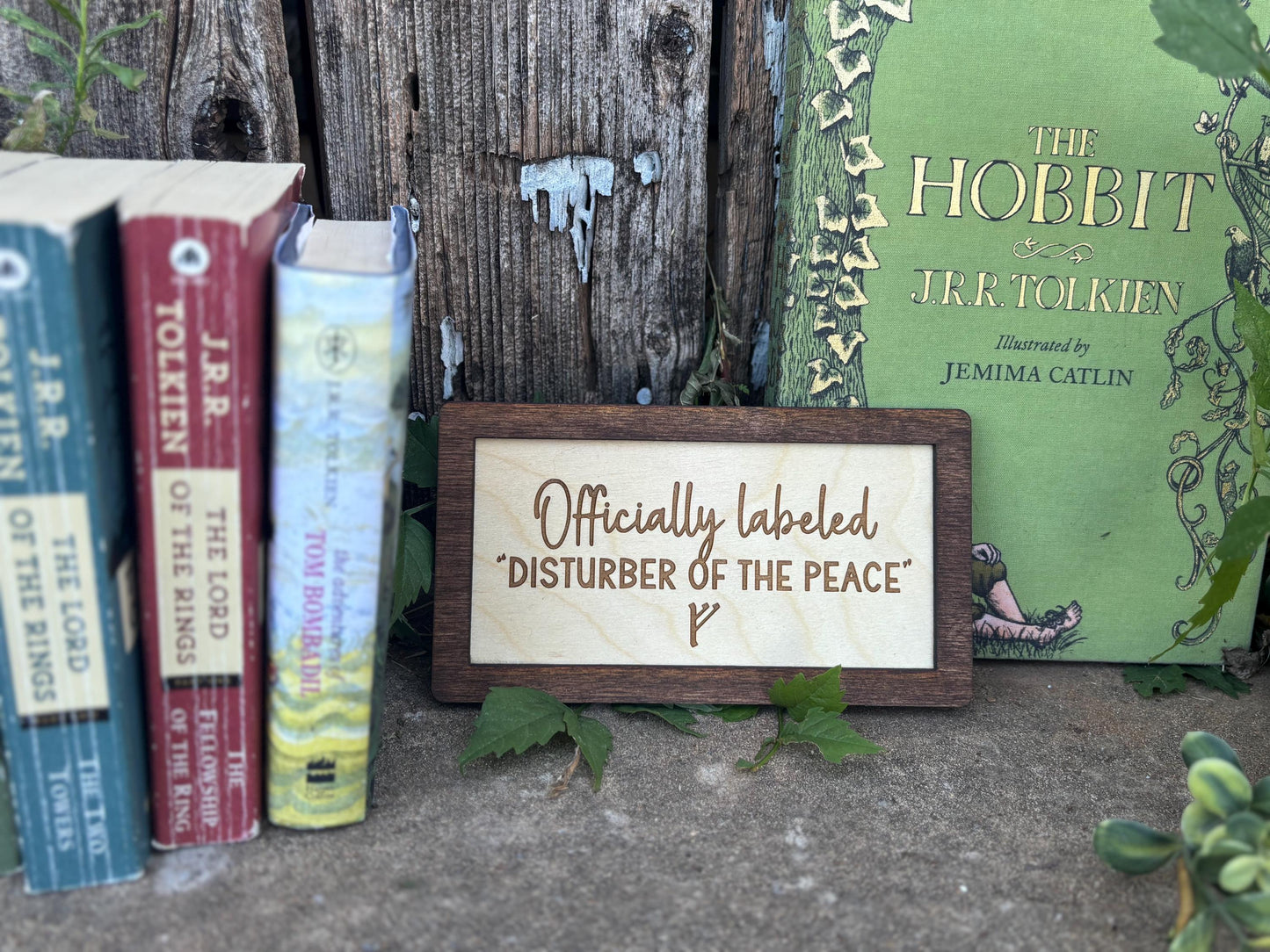 Officially Labeled “Disturber of the Peace” F Wood Engraved Sign | Personalized Fantasy Ring Decor Baby Nursery | Baby Shower Gift