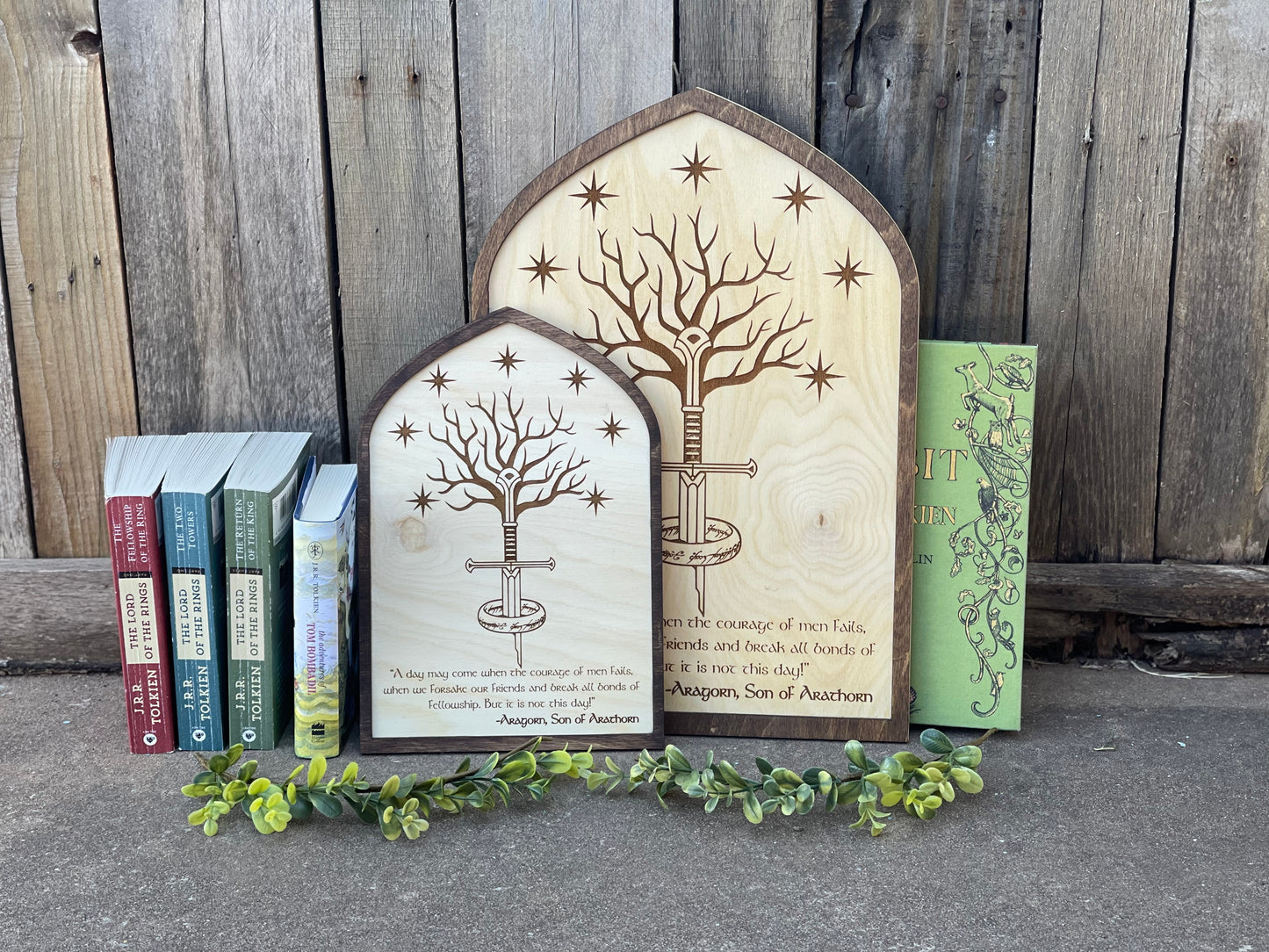 The Broken Sword and White Tree Wood Engraved Sign | Fantasy Ring Gift Decor | Shire-Inspired Art