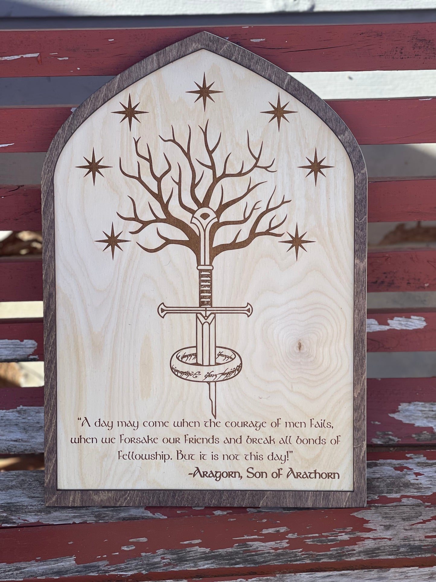 Narsil Tree of Gondor with Aragorn Quote Sign