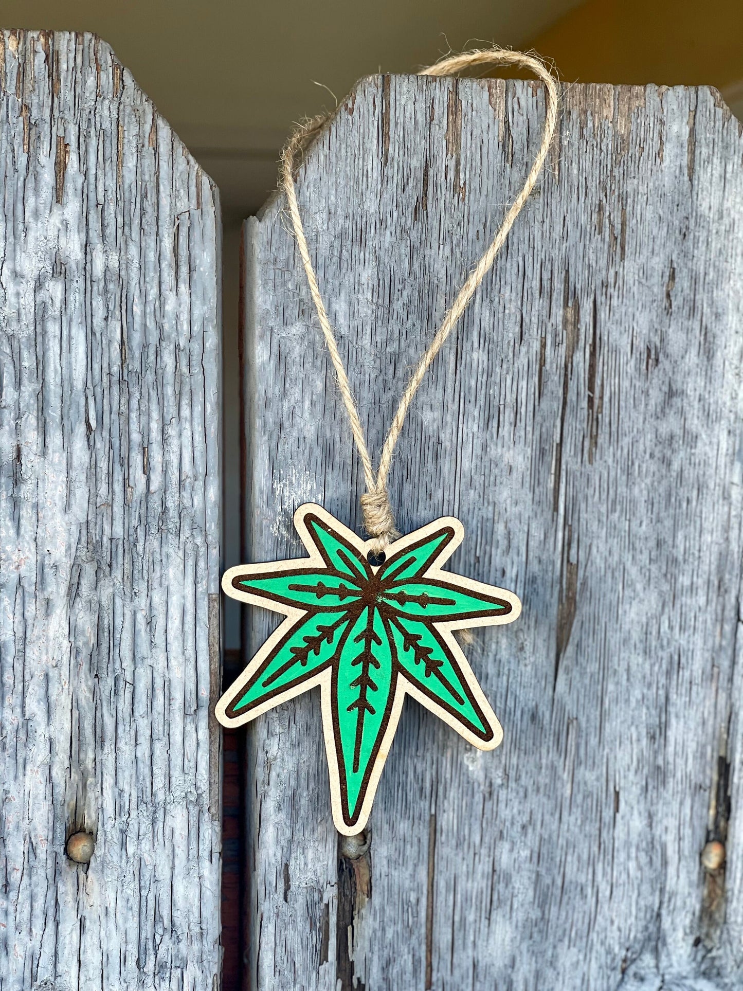 Cannabis Leaf Pop Art Christmas Ornament | Funny & Unique Holiday Decor | White Elephant Gift