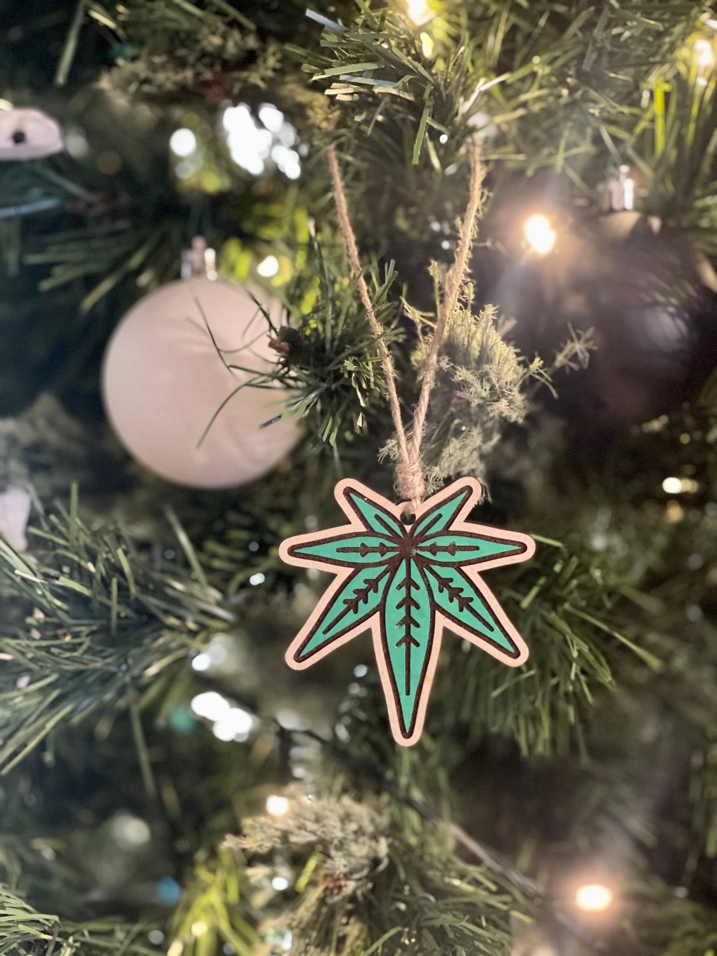 Cannabis Leaf Pop Art Christmas Ornament | Funny & Unique Holiday Decor | White Elephant Gift