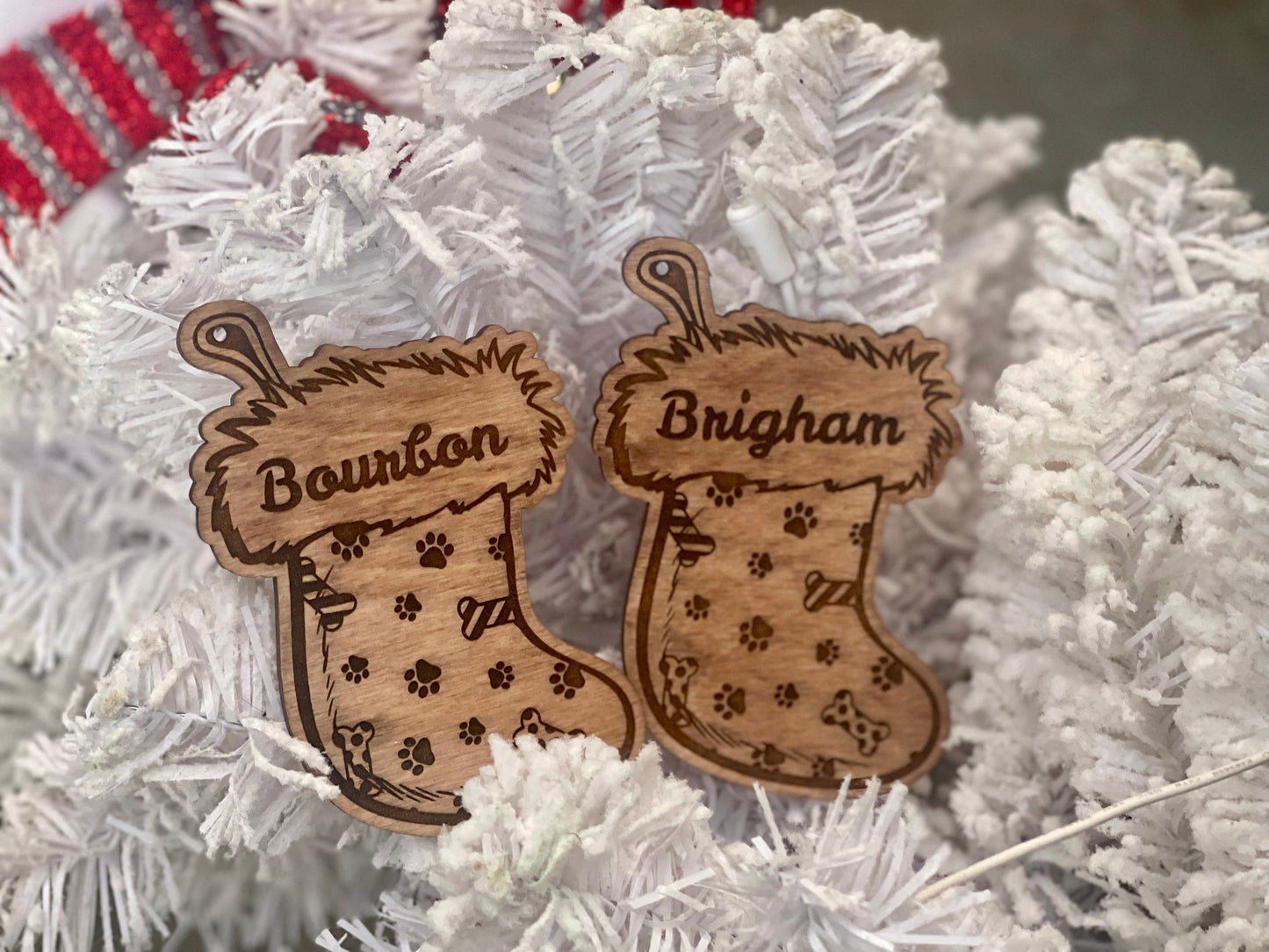 Personalized Custom Dog Name Stocking Christmas Ornament | Pet Keepsake