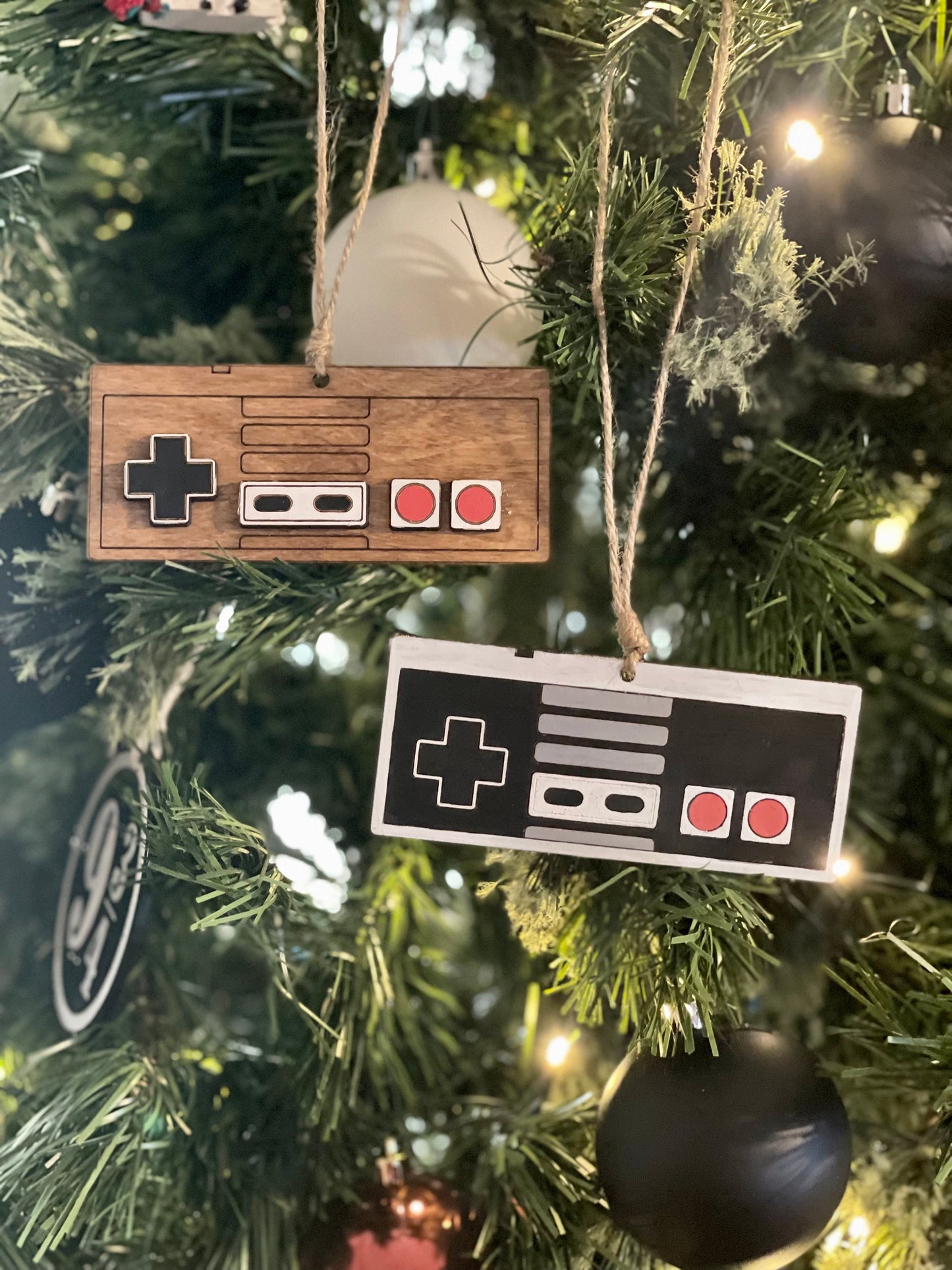 Retro NES Game Controller Christmas Ornament | Custom Gamer Gift | Vintage Old-School Holiday Decor
