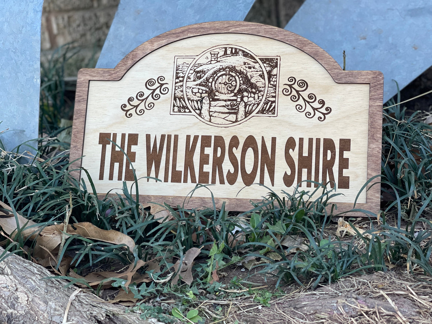 Custom Shire Sign – Personalized Family Name Wood Engraved Gift | Fantasy-Inspired Home Decor