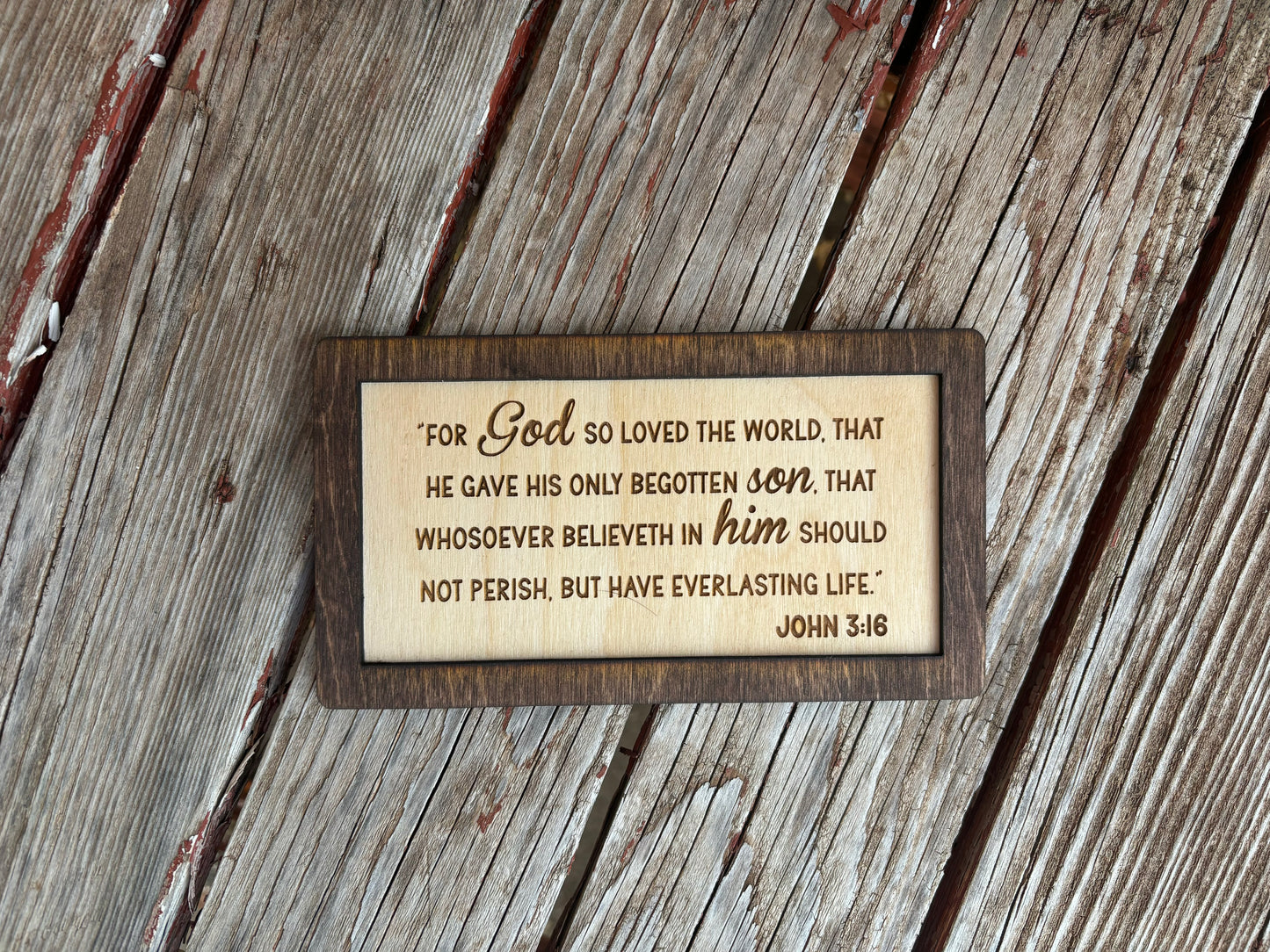 John 3:16 Wood Sign | Christian Home Décor | Inspirational Scripture Wall Art | Rustic Faith-Based Sign