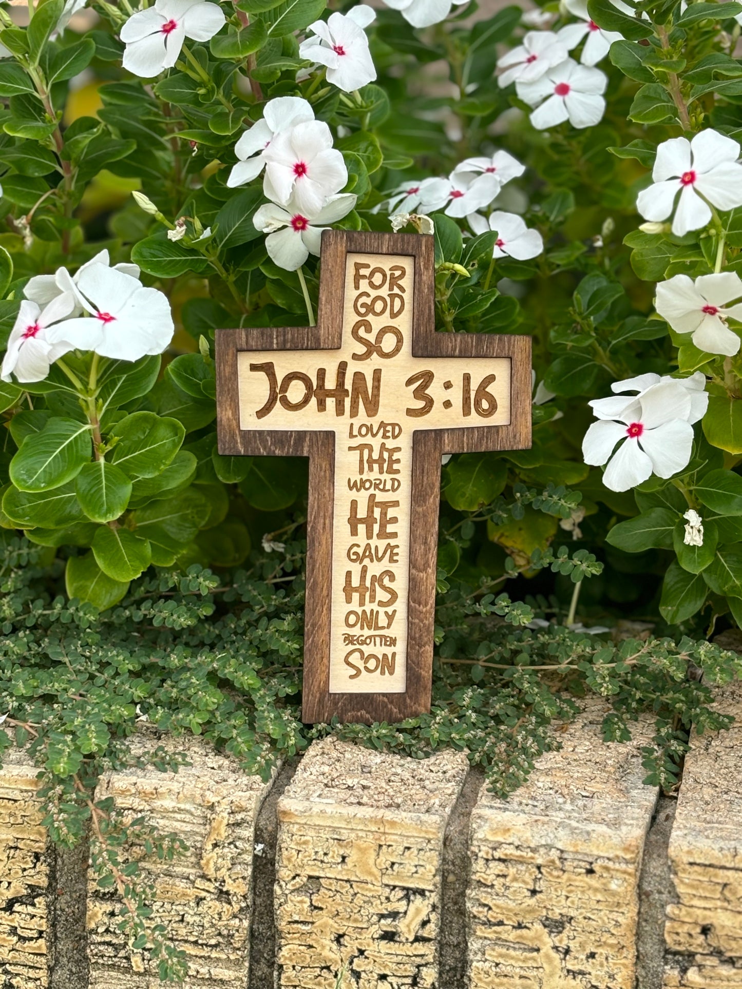 John 3:16 Cross Wood Sign | Christian Home Décor | Inspirational Scripture Wall Art | Rustic Faith-Based Sign