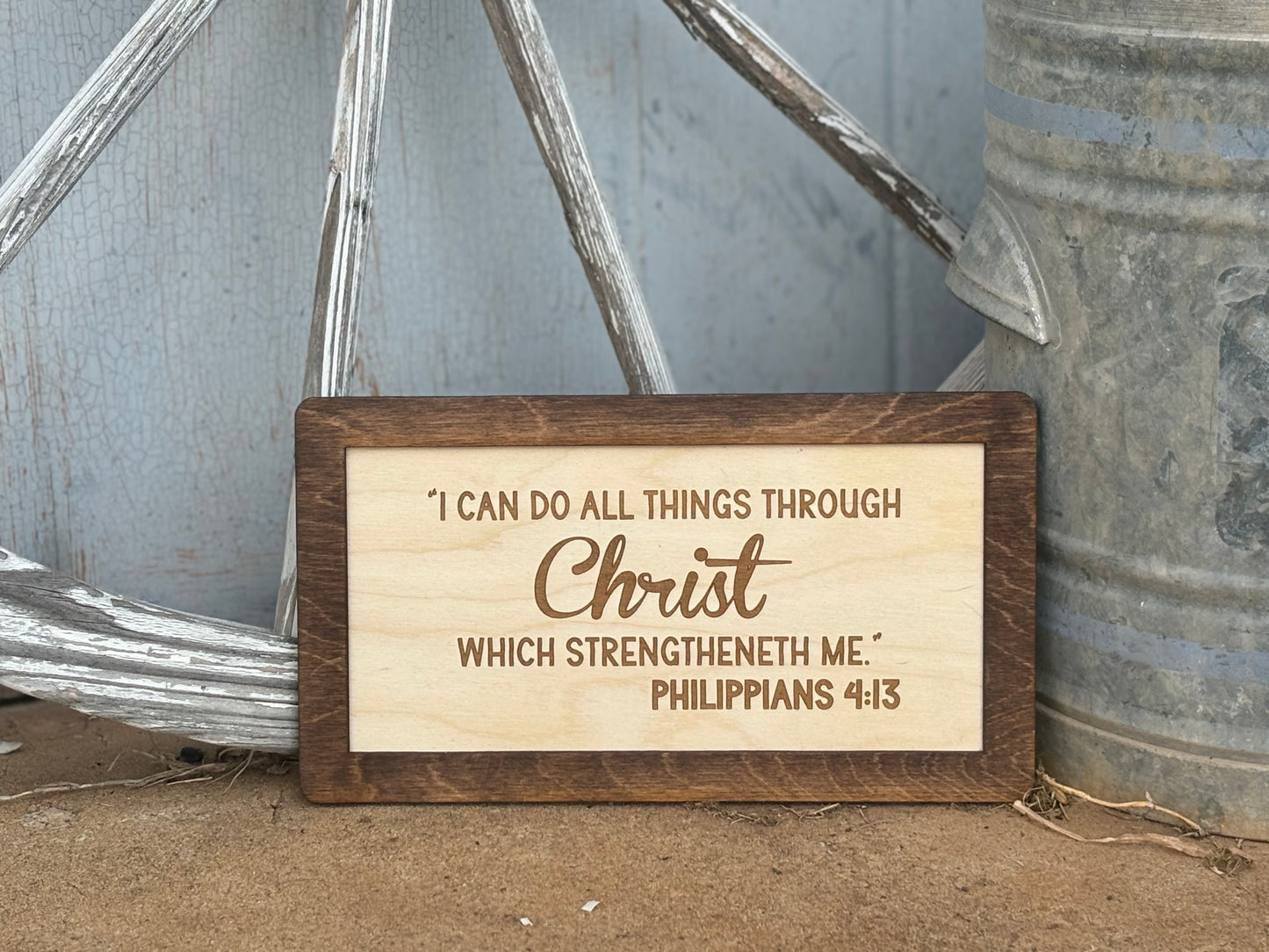 Philippians 4:13 Wood Sign | I Can Do All Things Through Christ Christian Home Décor | Inspirational Scripture Wall Art | Rustic Faith-Based Sign