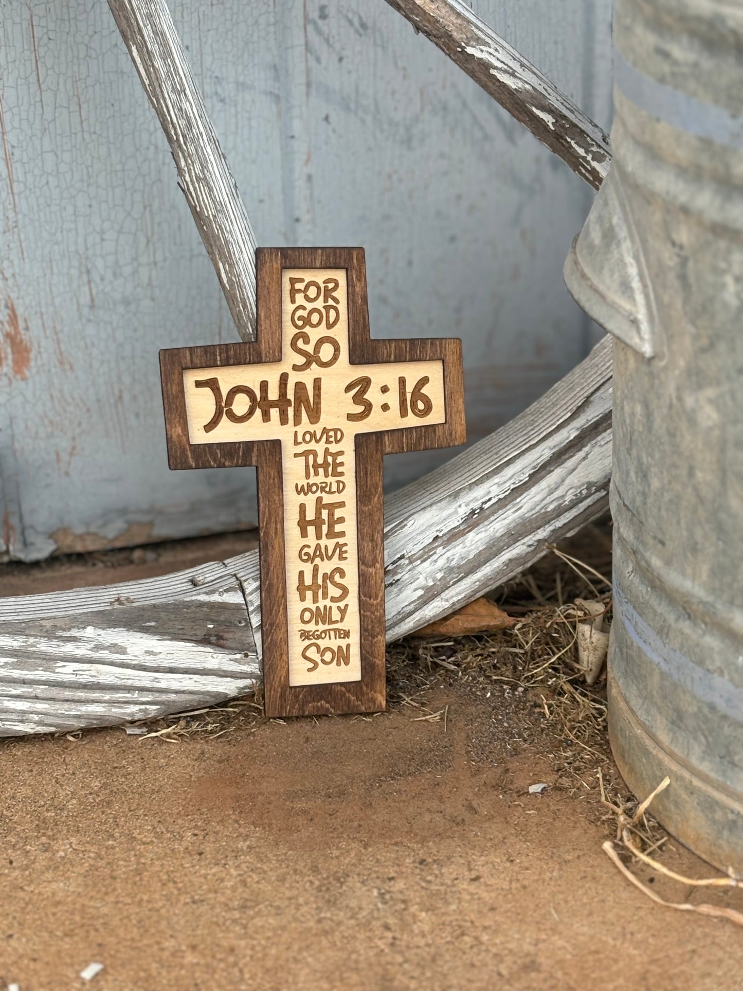 John 3:16 Cross Wood Sign | Christian Home Décor | Inspirational Scripture Wall Art | Rustic Faith-Based Sign