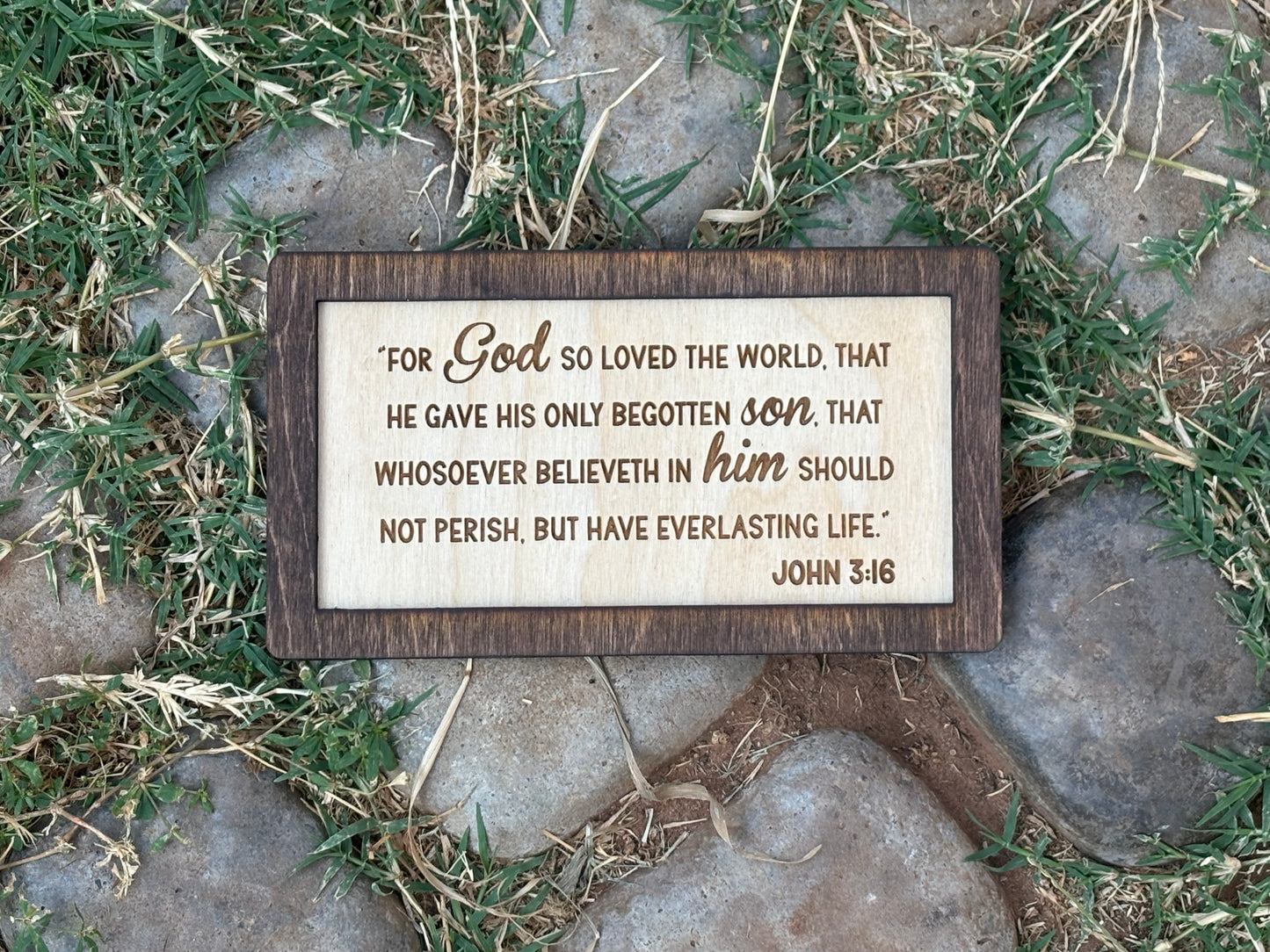 John 3:16 Wood Sign | Christian Home Décor | Inspirational Scripture Wall Art | Rustic Faith-Based Sign