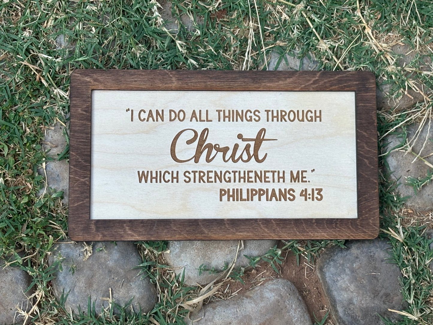 Philippians 4:13 Wood Sign | I Can Do All Things Through Christ Christian Home Décor | Inspirational Scripture Wall Art | Rustic Faith-Based Sign