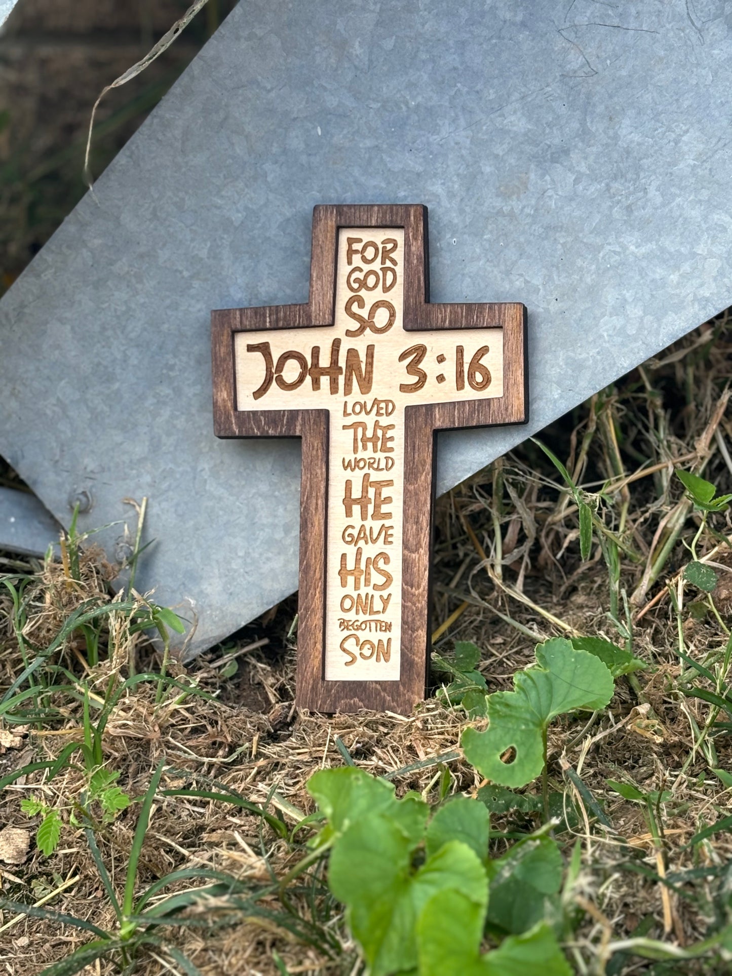 John 3:16 Cross Wood Sign | Christian Home Décor | Inspirational Scripture Wall Art | Rustic Faith-Based Sign