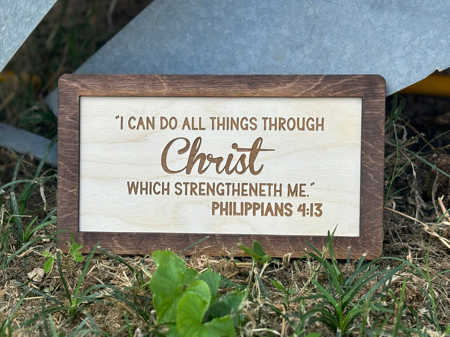 Philippians 4:13 Wood Sign | I Can Do All Things Through Christ Christian Home Décor | Inspirational Scripture Wall Art | Rustic Faith-Based Sign