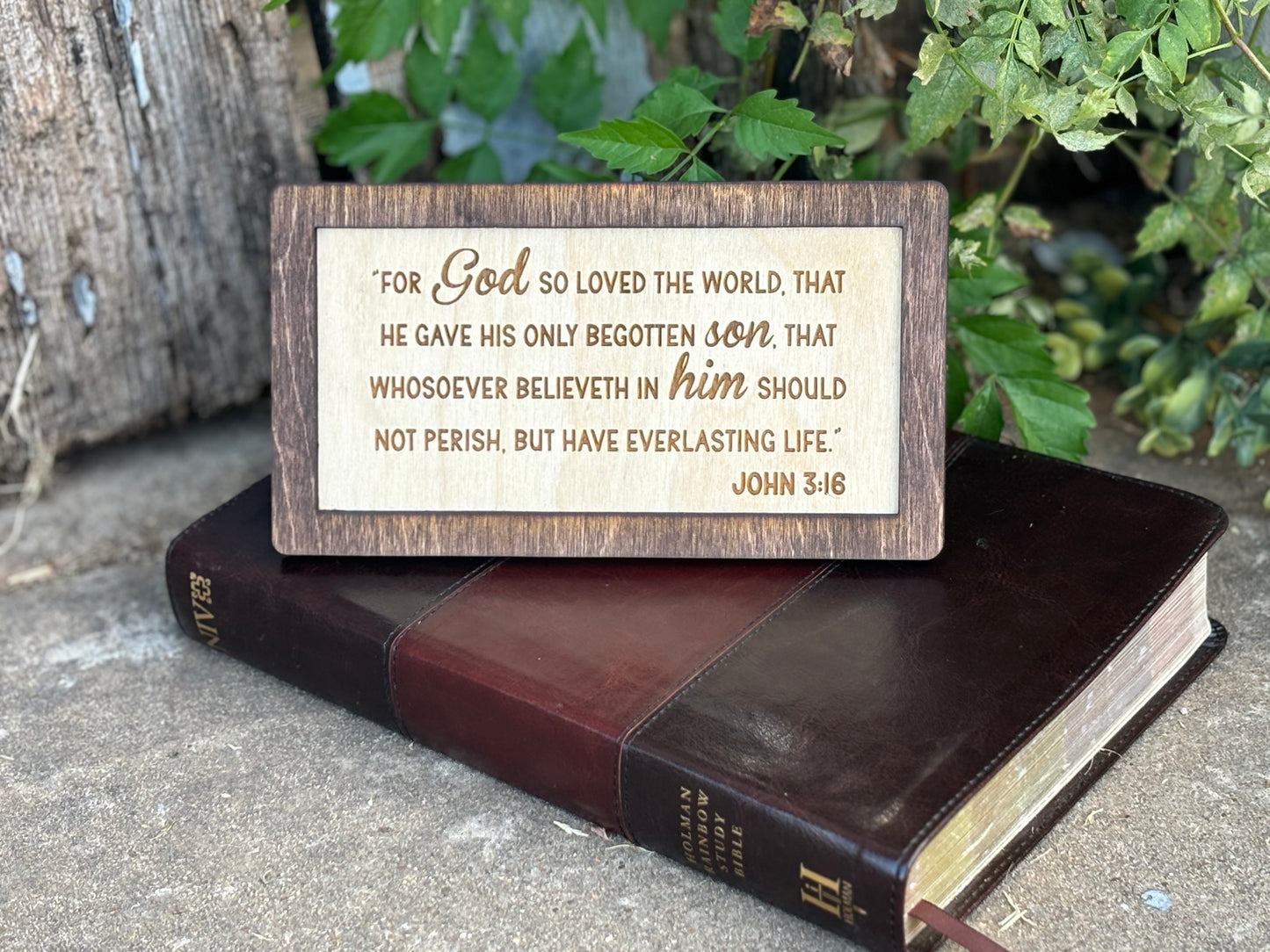 John 3:16 Wood Sign | Christian Home Décor | Inspirational Scripture Wall Art | Rustic Faith-Based Sign