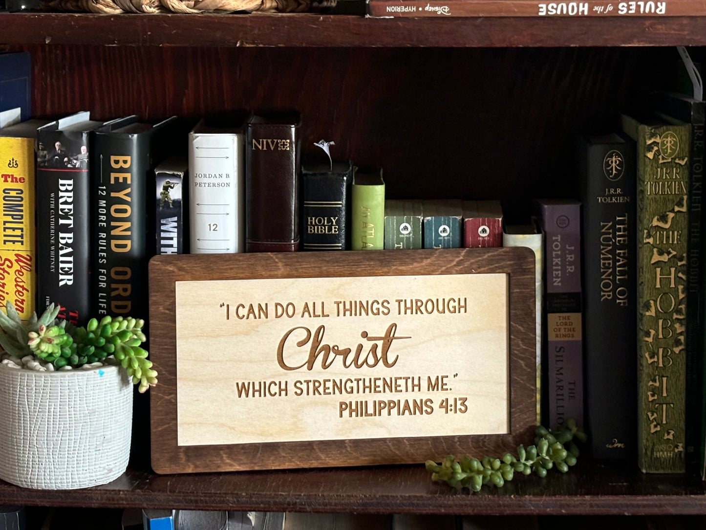 Philippians 4:13 Wood Sign | I Can Do All Things Through Christ Christian Home Décor | Inspirational Scripture Wall Art | Rustic Faith-Based Sign