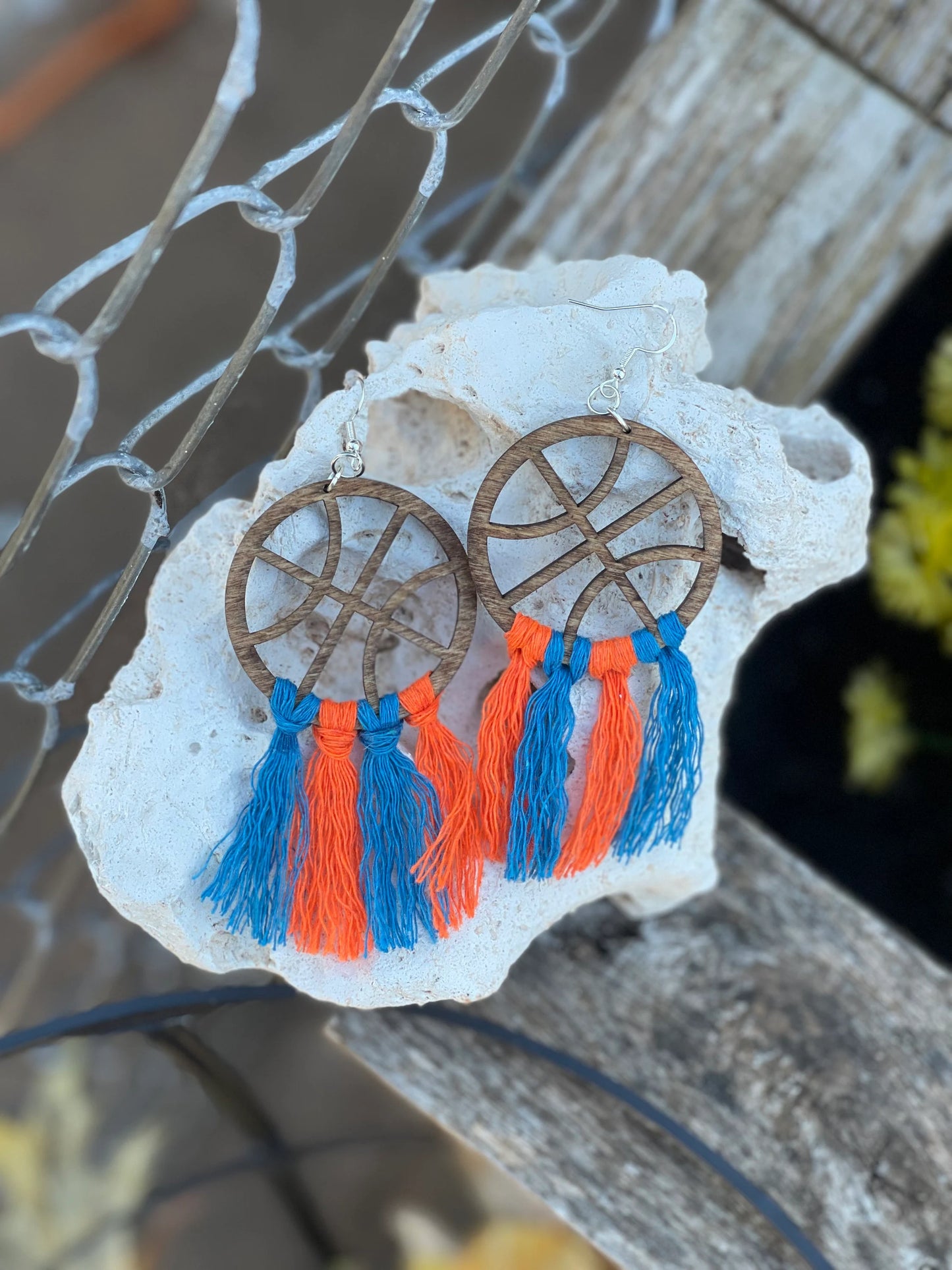 Basketball Macrame Dangle Earrings | Customize Your Team Colors