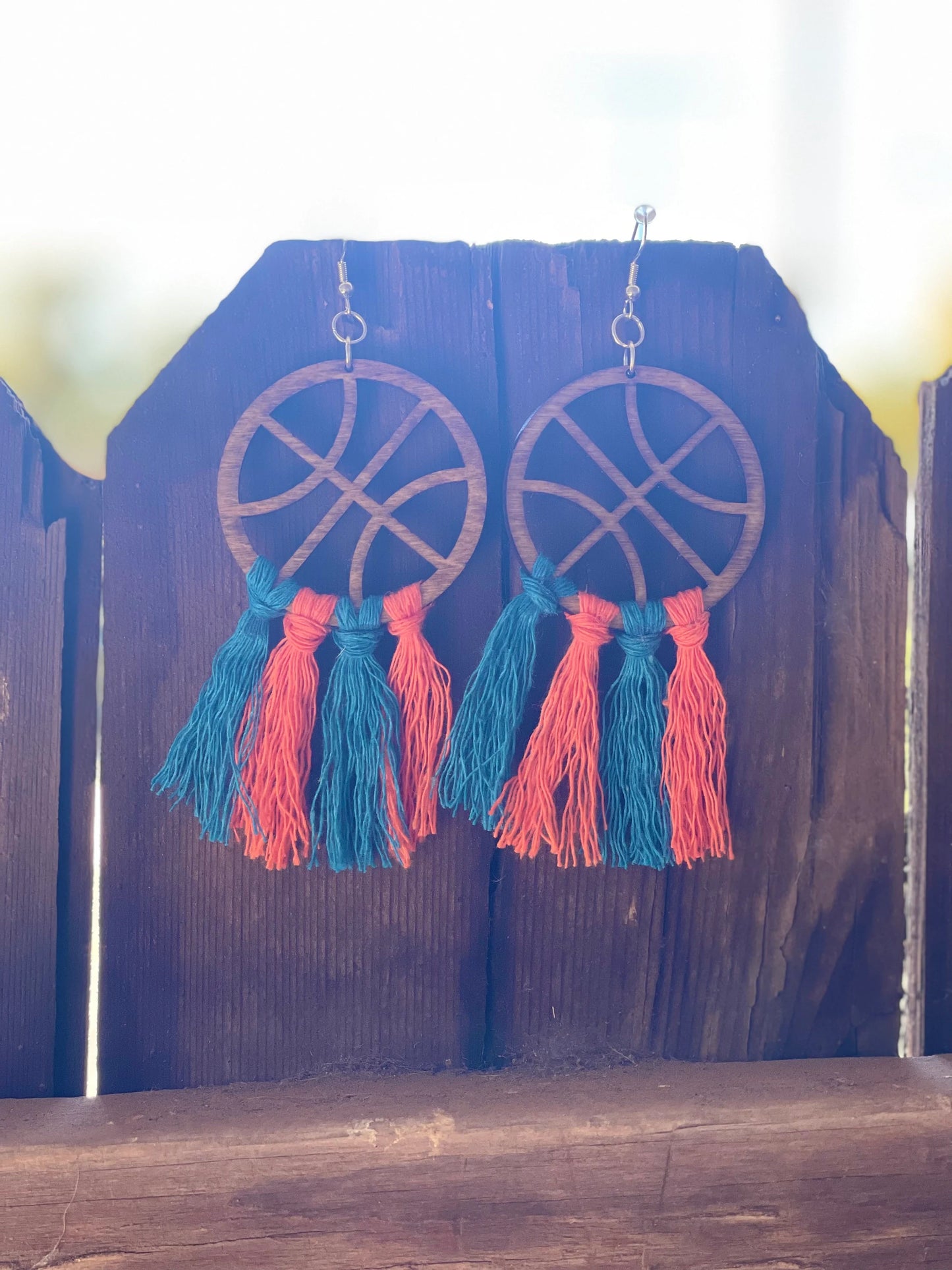 Basketball Macrame Dangle Earrings | Customize Your Team Colors