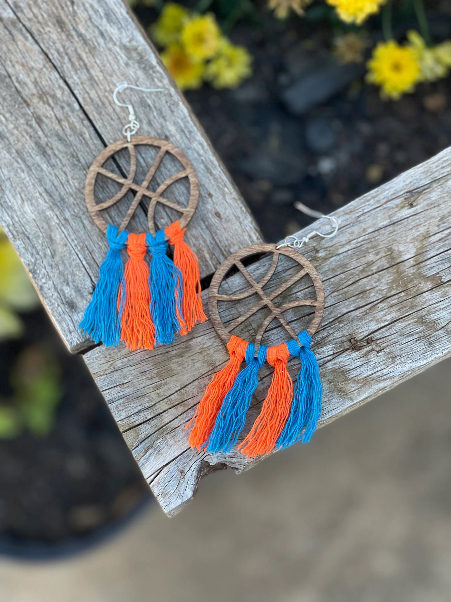 Basketball Macrame Dangle Earrings | Customize Your Team Colors