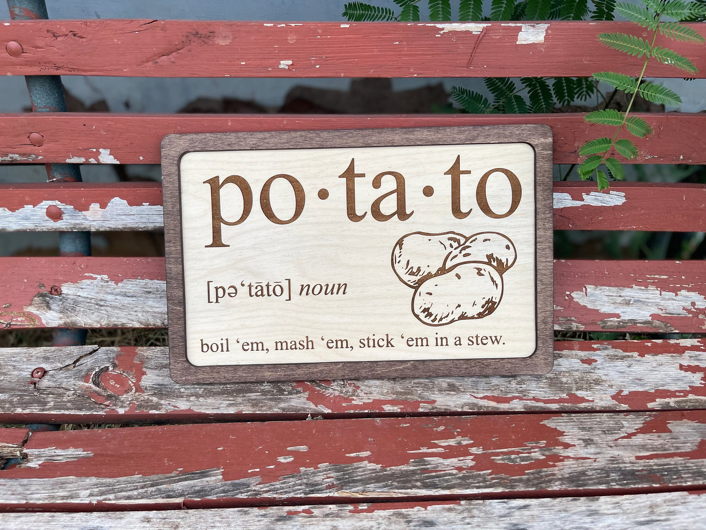 Potato Wood Engraved Sign | What’s Taters Precious? | Fantasy Decor Gift