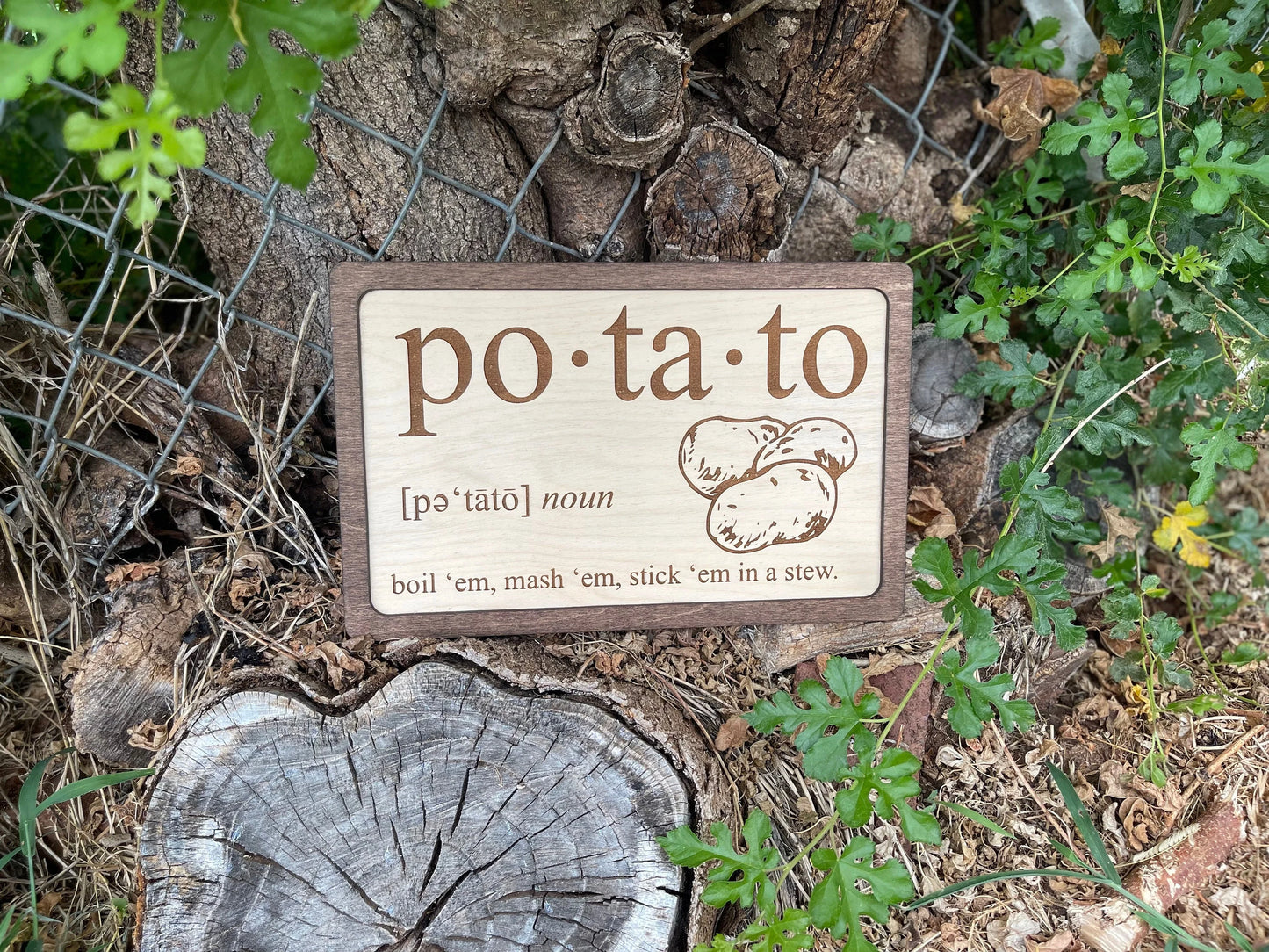 Potato Wood Engraved Sign | What’s Taters Precious? | Fantasy Decor Gift