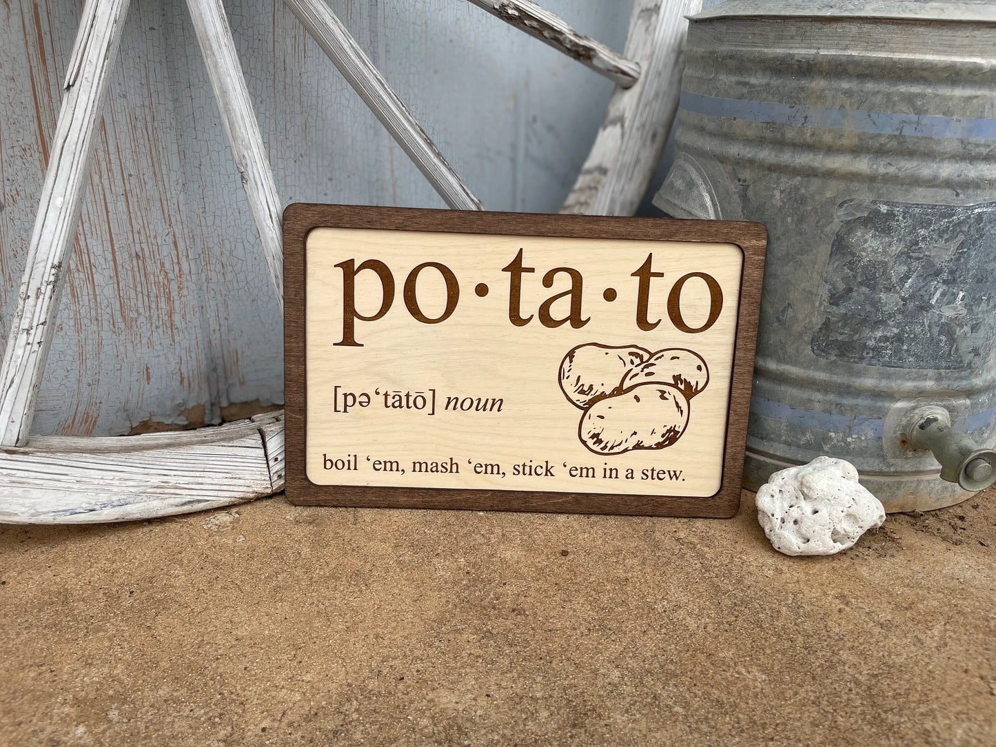 Potato Wood Engraved Sign | What’s Taters Precious? | Fantasy Decor Gift