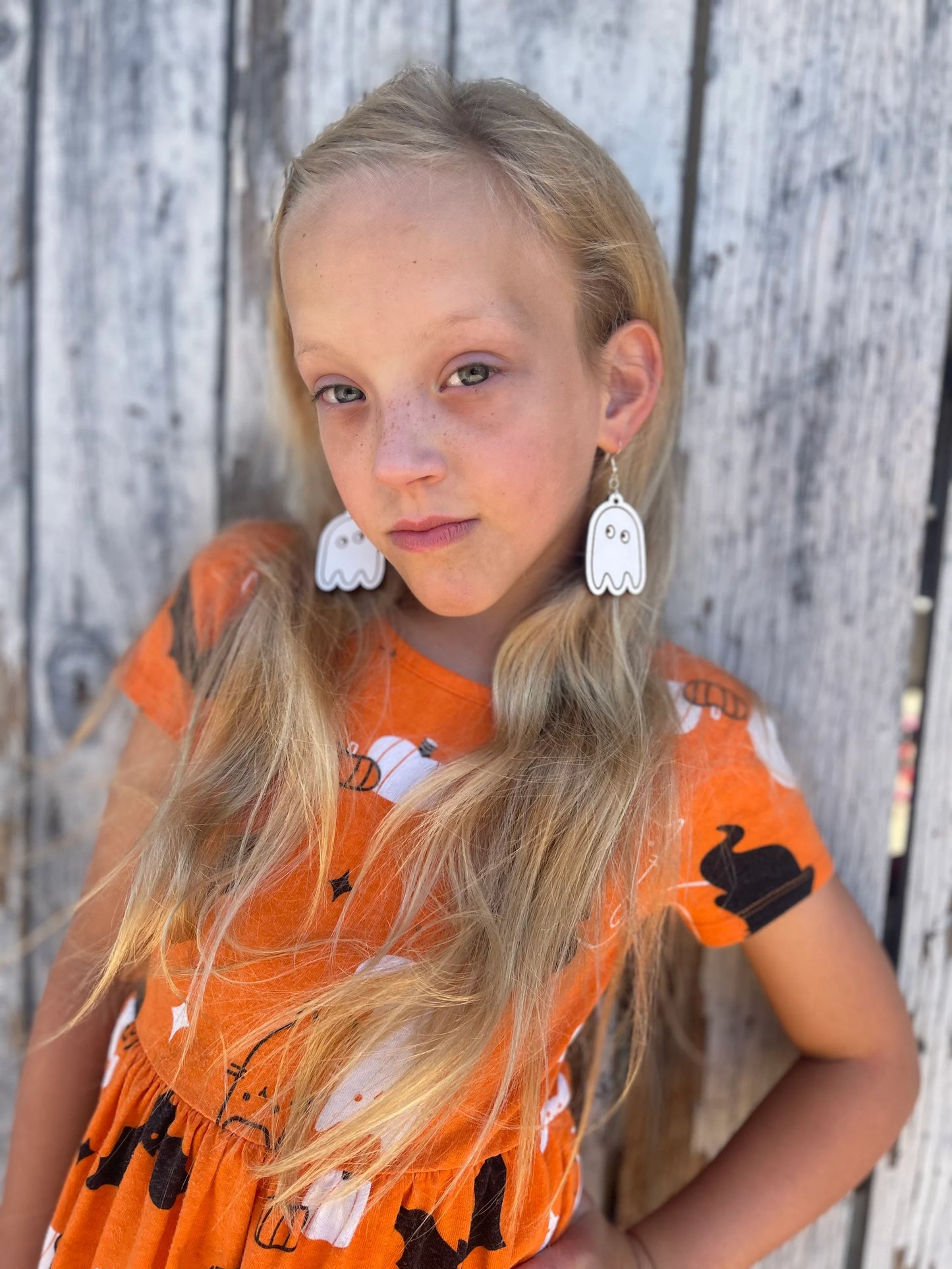 Ghost Too Cute to Spook Earrings | Wood Engraved Halloween Boo Earrings