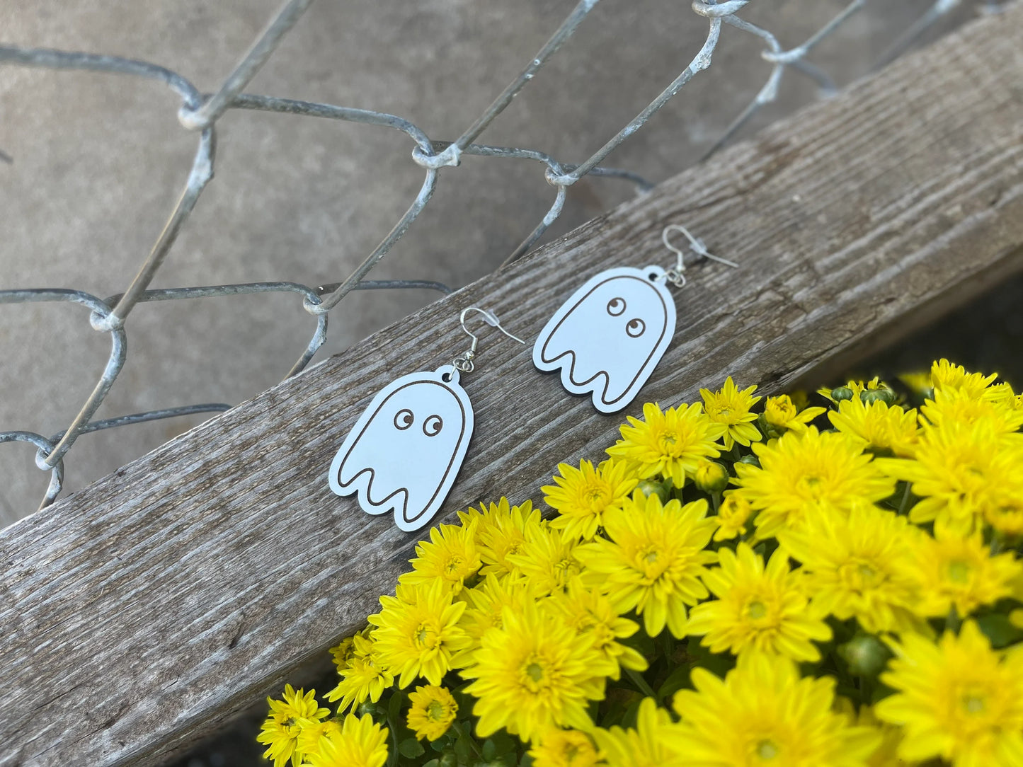 Ghost Too Cute to Spook Earrings | Wood Engraved Halloween Boo Earrings