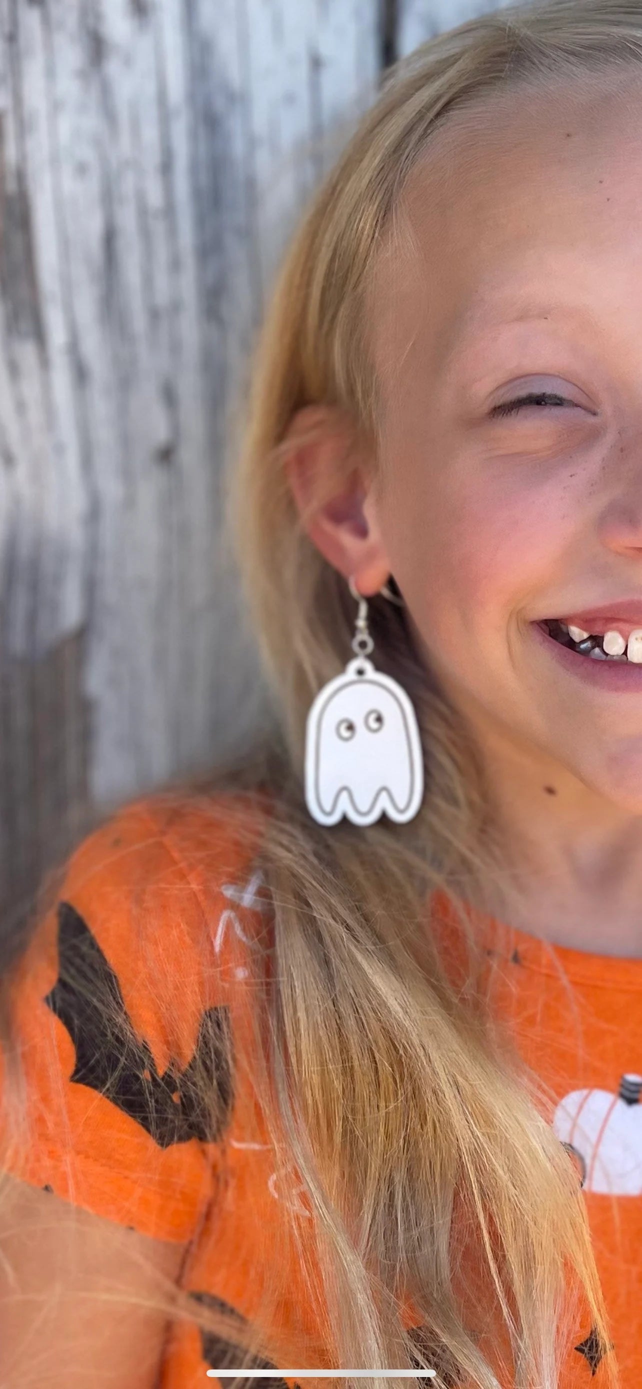 Ghost Too Cute to Spook Earrings | Wood Engraved Halloween Boo Earrings