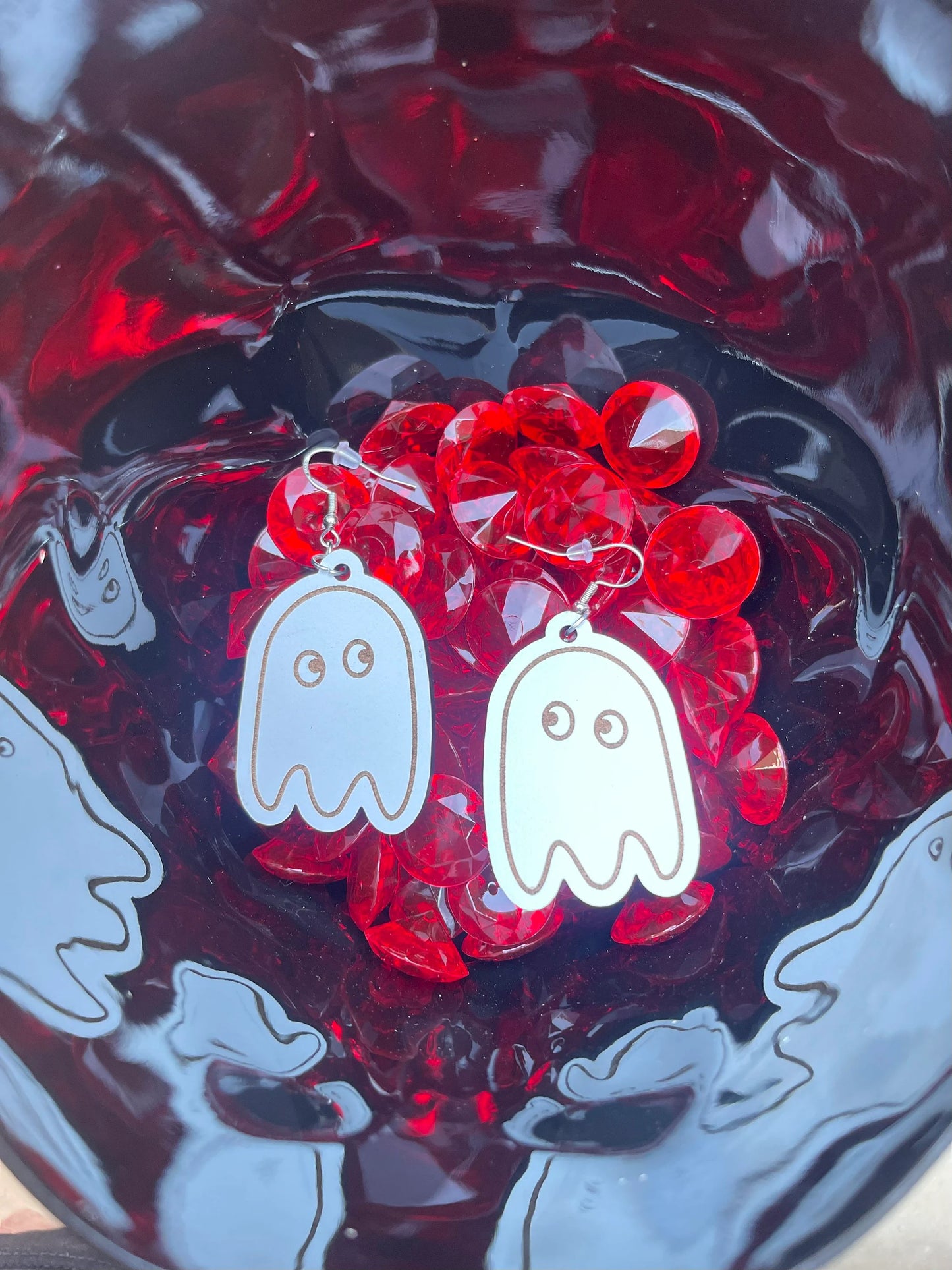 Ghost Too Cute to Spook Earrings | Wood Engraved Halloween Boo Earrings