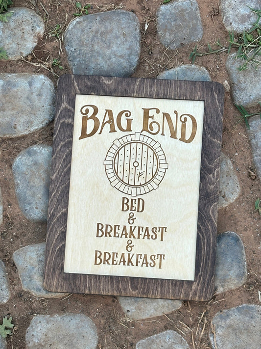 Shire Bed and Second Breakfast Sign | Wood Engraved Fantasy Kitchen Wall Decor