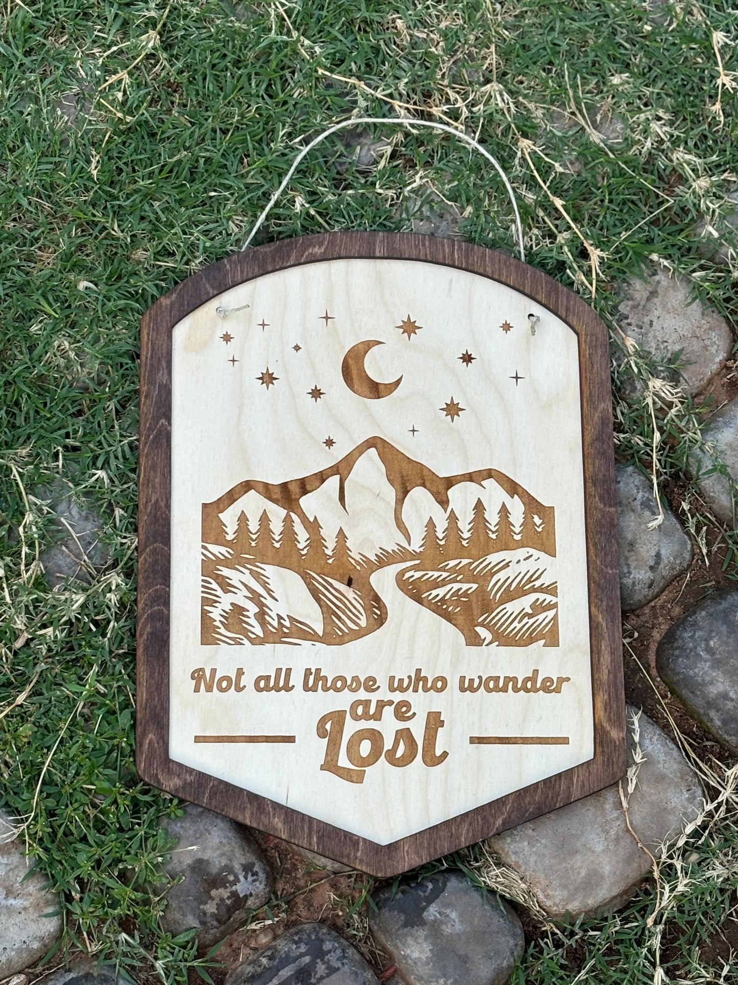 Not All Those Who Wander Are Lost Wood Engraved Mountain Sign | Fantasy Decor | Wizard Fan Gift