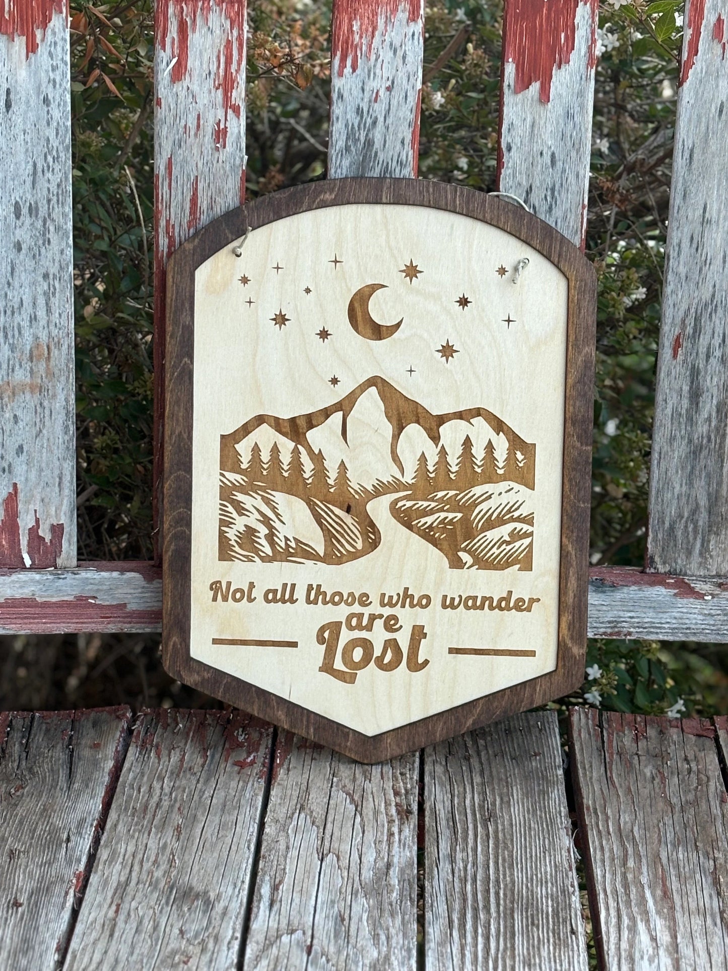 Not All Those Who Wander Are Lost Wood Engraved Mountain Sign | Fantasy Decor | Wizard Fan Gift