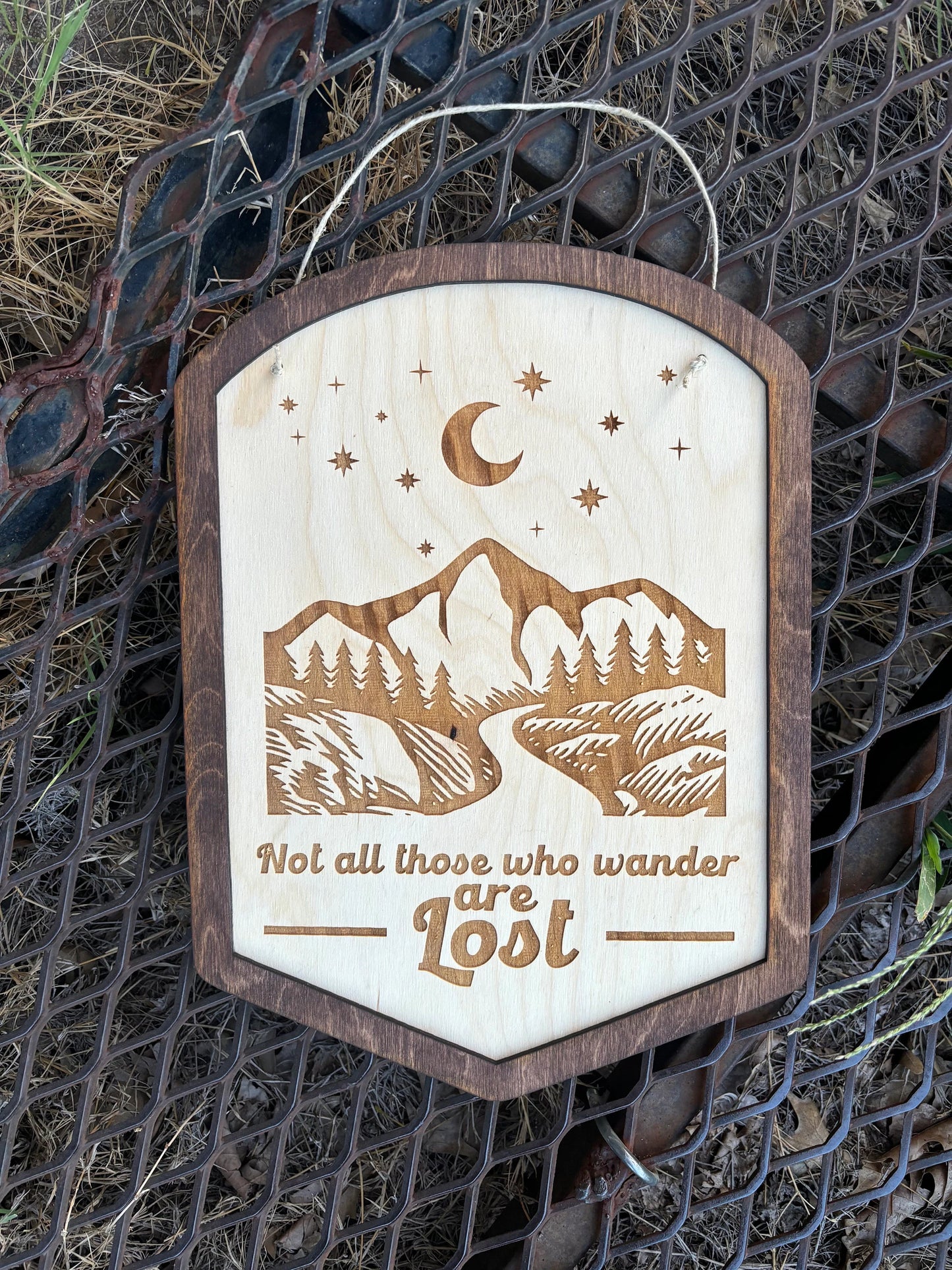 Not All Those Who Wander Are Lost Wood Engraved Mountain Sign | Fantasy Decor | Wizard Fan Gift